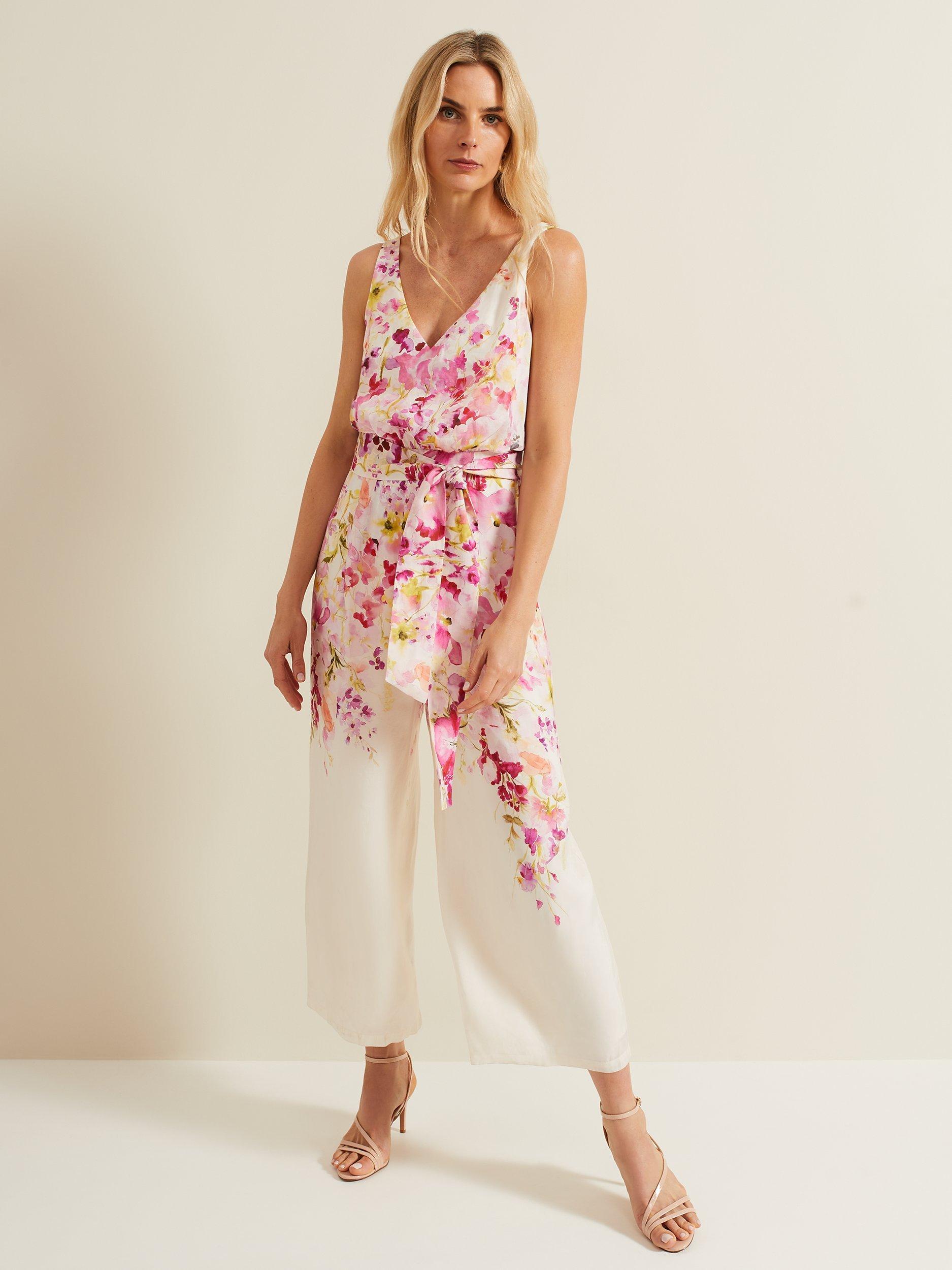 Phase Eight Ethel Floral Wide Leg Jumpsuit, Multi