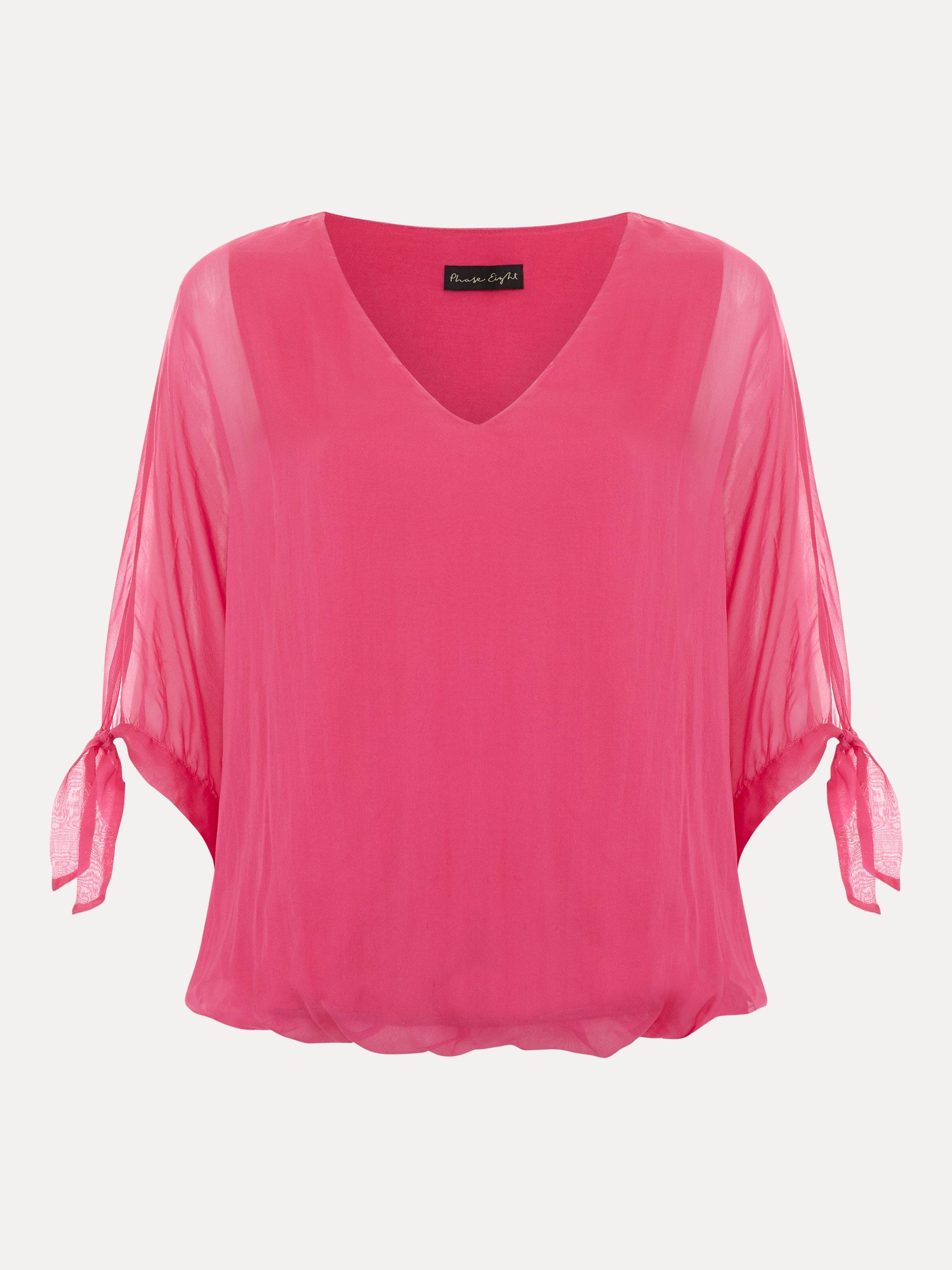 Phase Eight Madison Silk Blend Blouse, Pink, XS