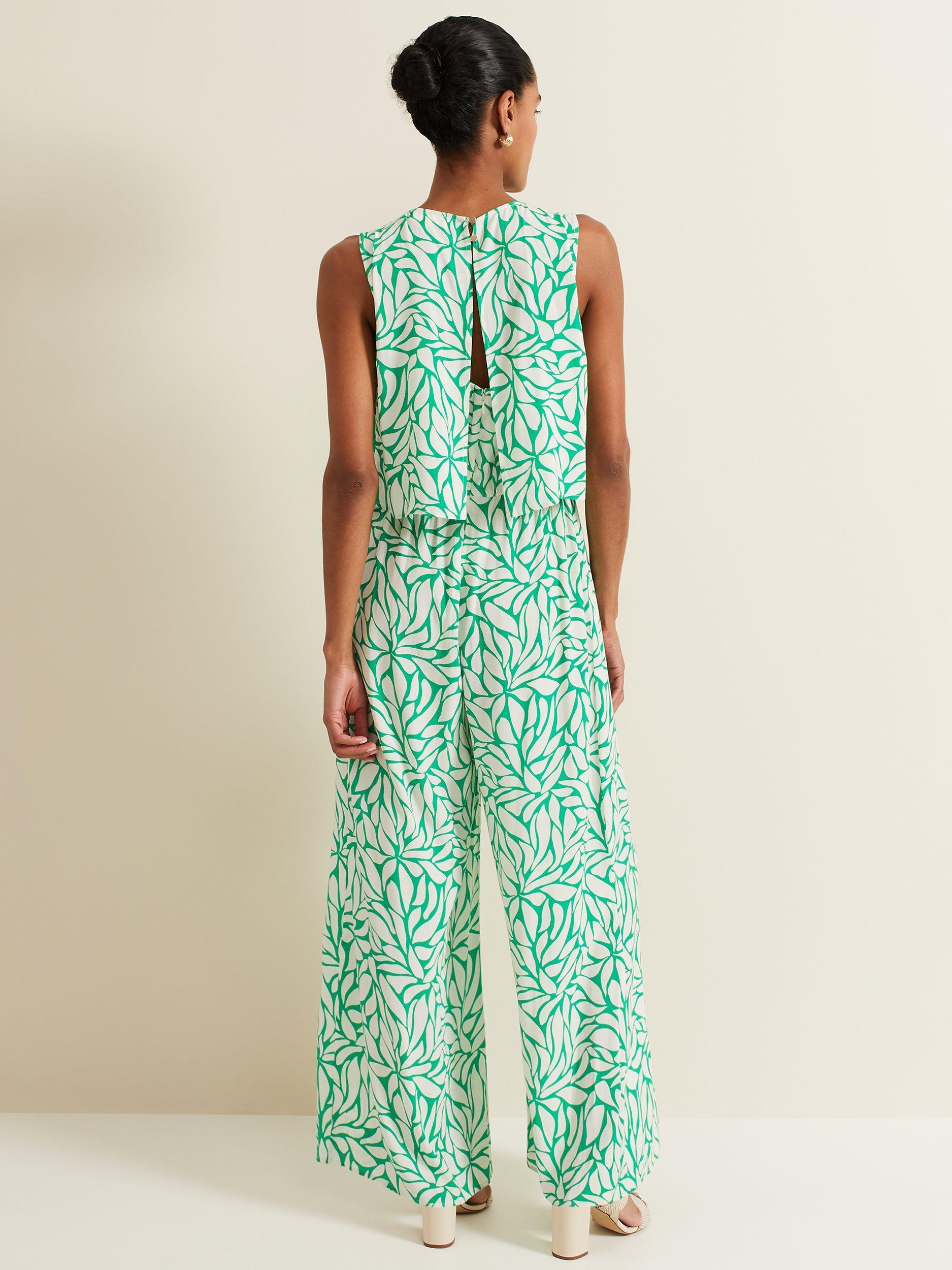 Phase Eight Aubrey Linen Blend Jumpsuit Green