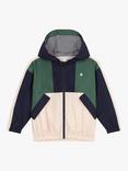 Petit Bateau Kids' Colour Block Hooded Windbreaker, Avalanche/Multi