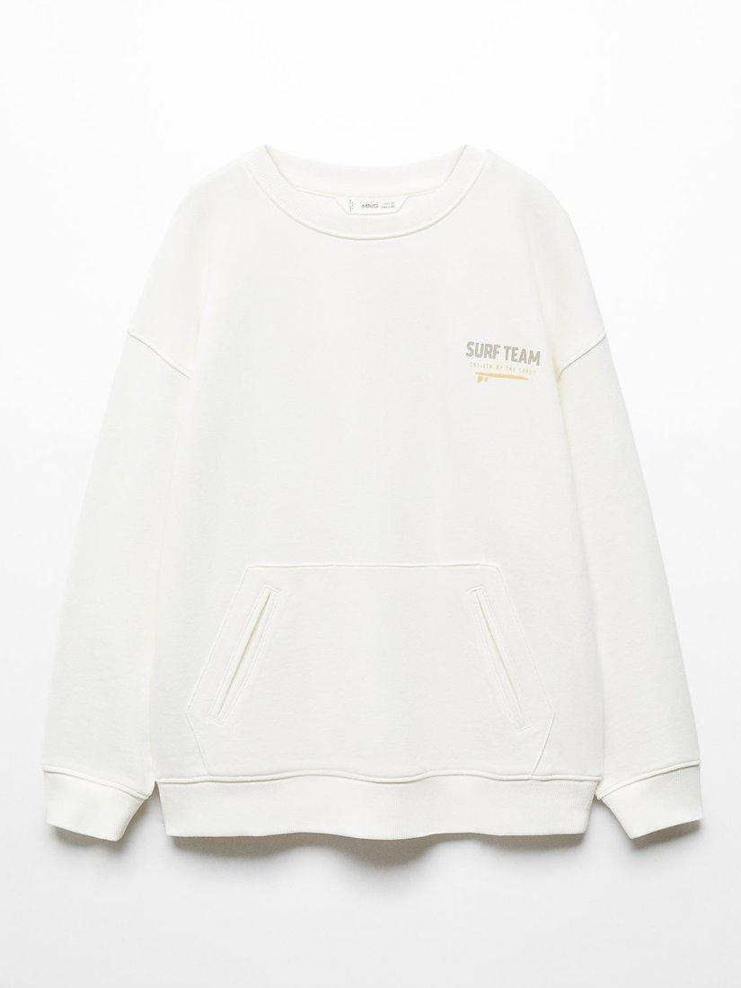 Mango Kids' Riders Surf Team Sweatshirt, Natural White