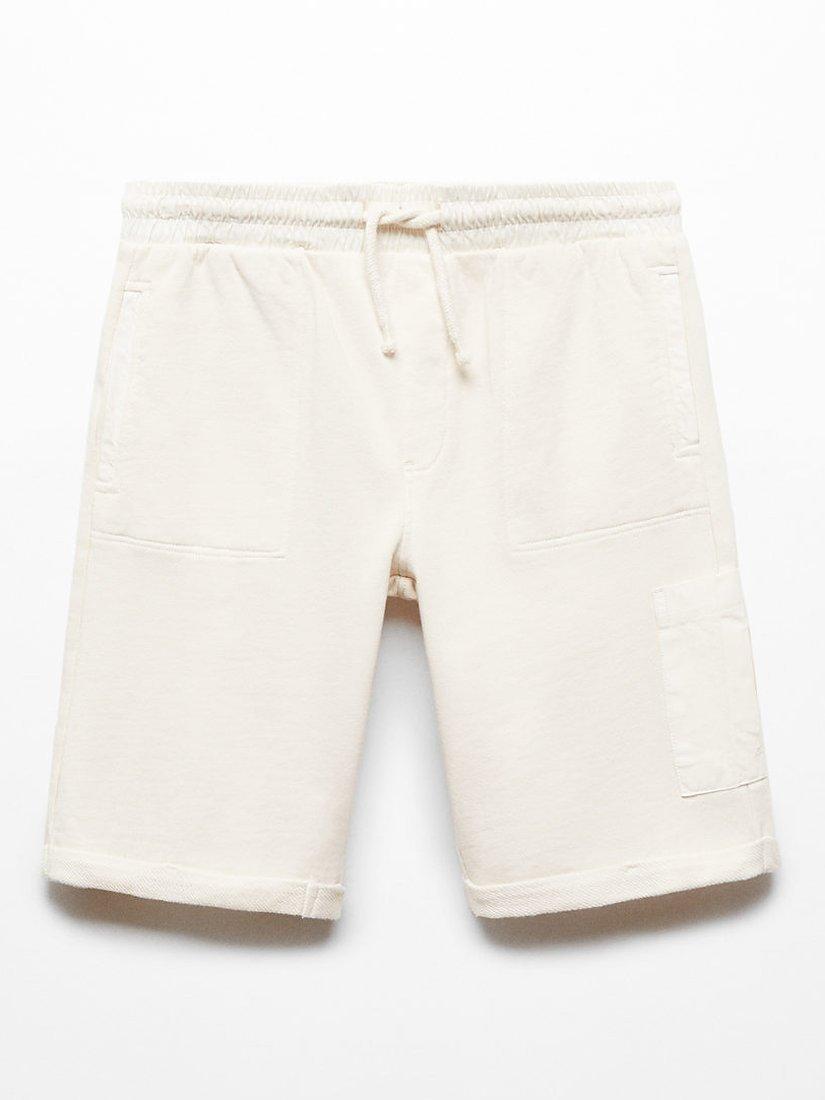 Mango Kids' Mahon Drawstring Cargo Shorts, Natural White