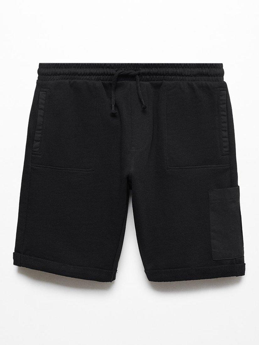 Mango Kids' Mahon Drawstring Cargo Shorts, Black