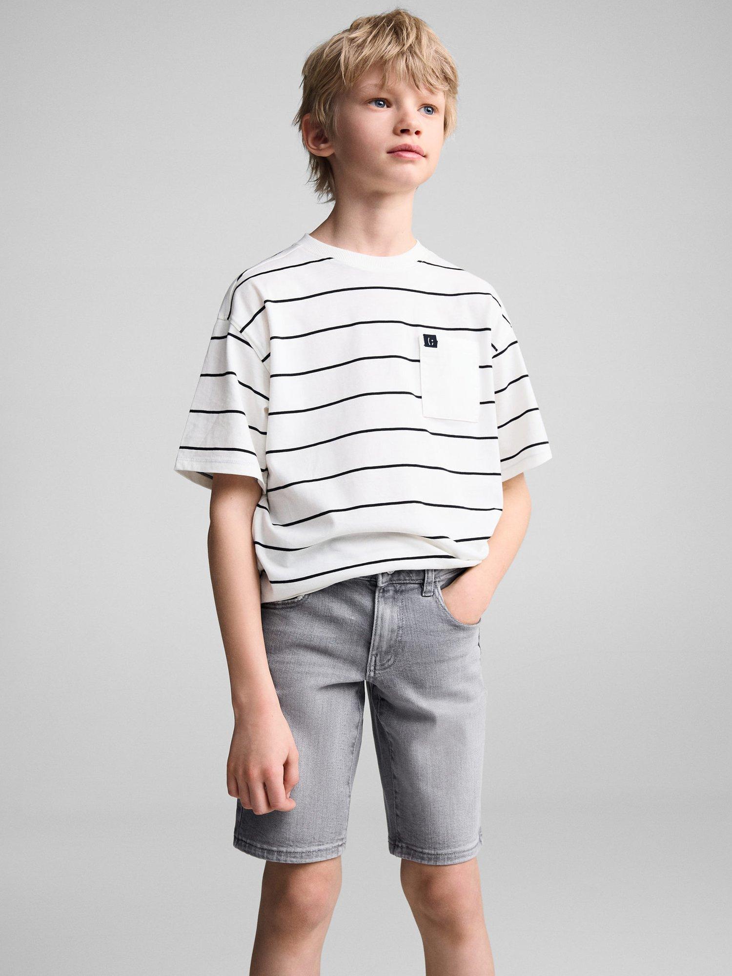 Mango Kids' John Slim Fit Denim Bermuda Shorts, Grey