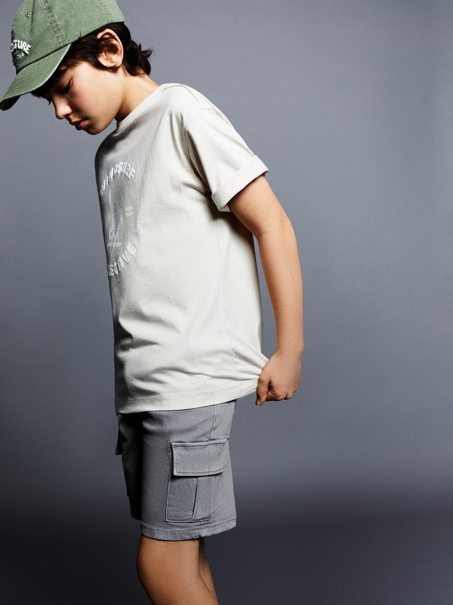 Mango Kids' Comporta Cargo Shorts, Charcoal