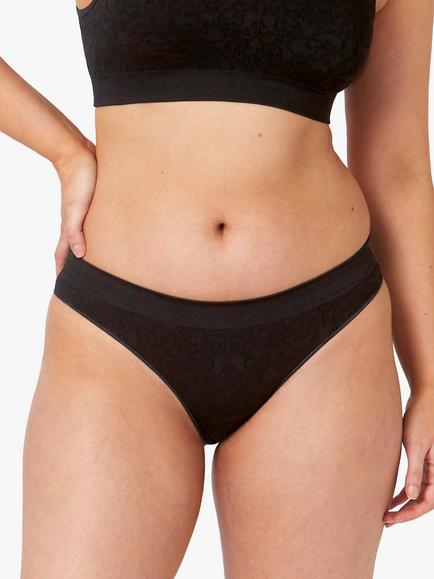 Ambra Bare Essentials Lace Design Bikini Knickers, Black