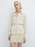 Mango Caroline Pocket Striped Shirt, Natural White