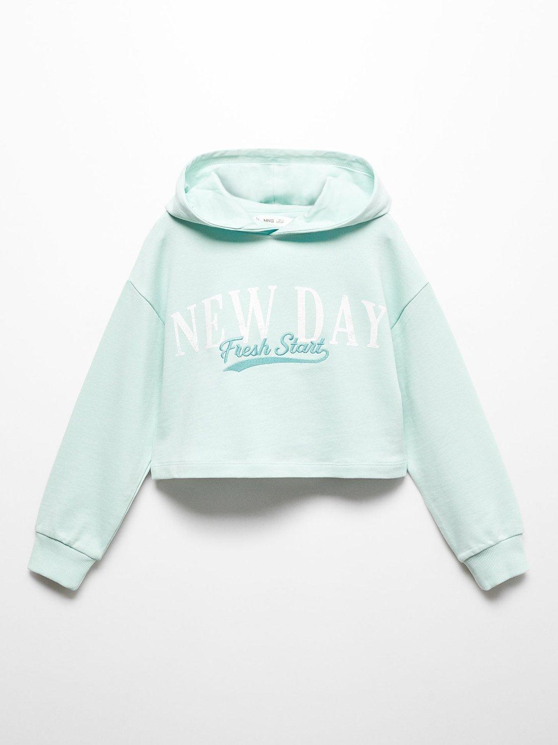 Mango Kids' Fresh Hooded Sweatshirt, Turquoise
