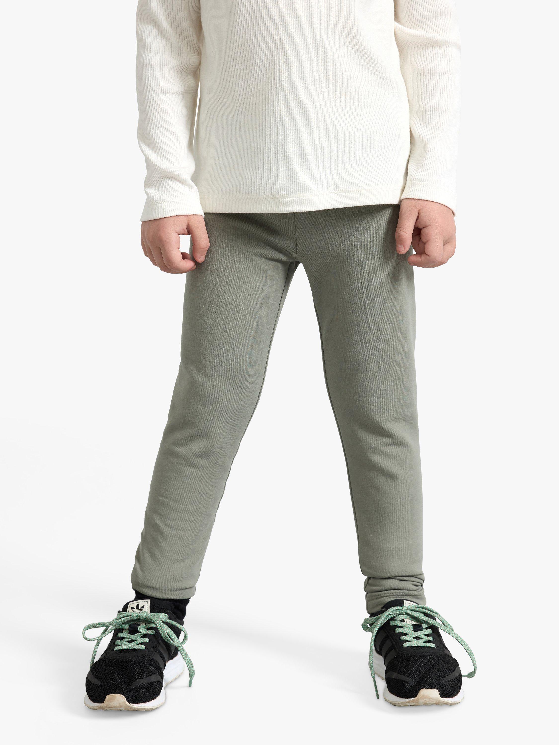 Product image 1 of 5, which shows Lindex Kids' Basic Brushed Organic Cotton Blend Leggings, Dusty Green, 18-24 months
