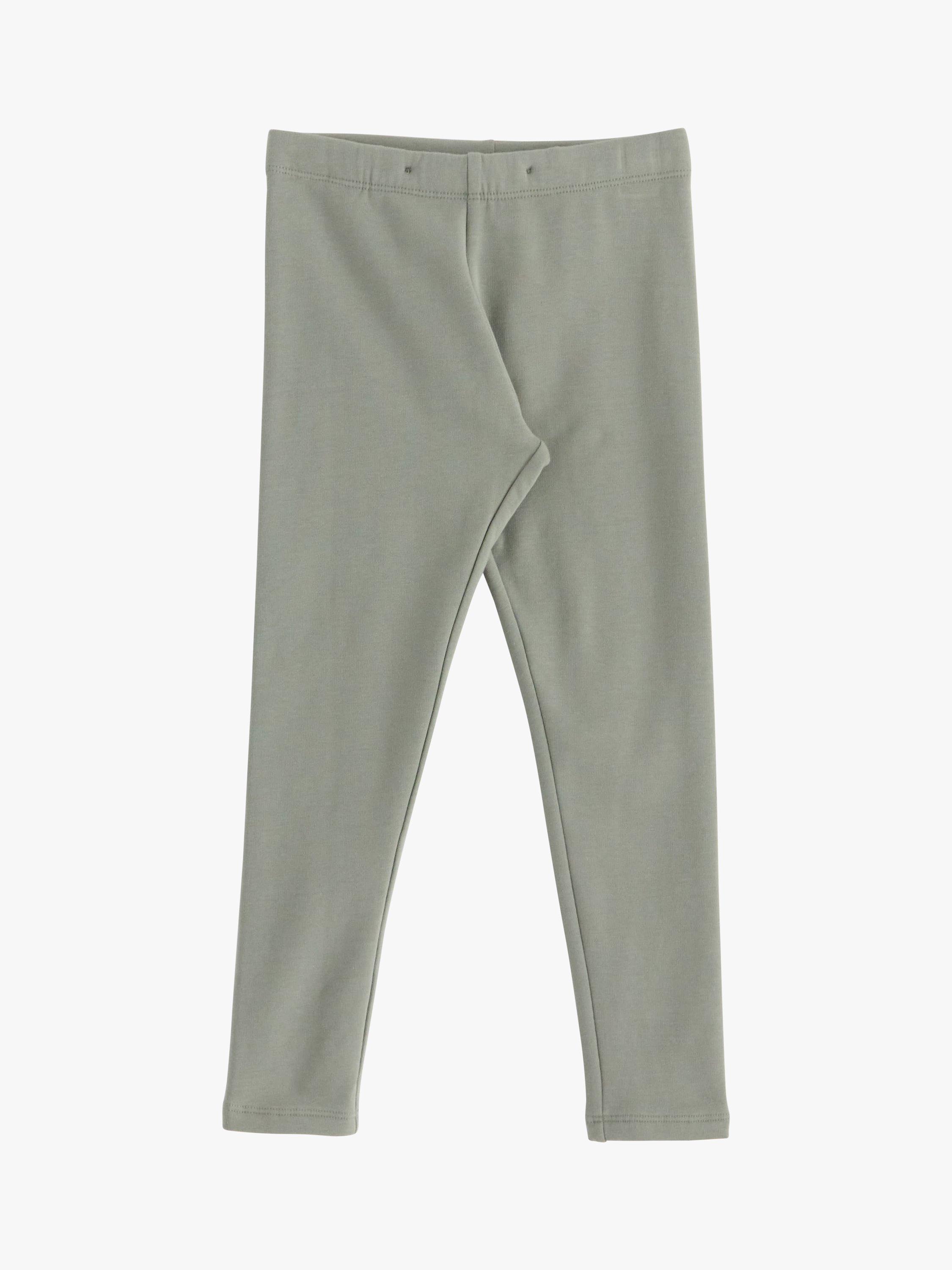 Product image 4 of 5, which shows Lindex Kids' Basic Brushed Organic Cotton Blend Leggings, Dusty Green, 18-24 months