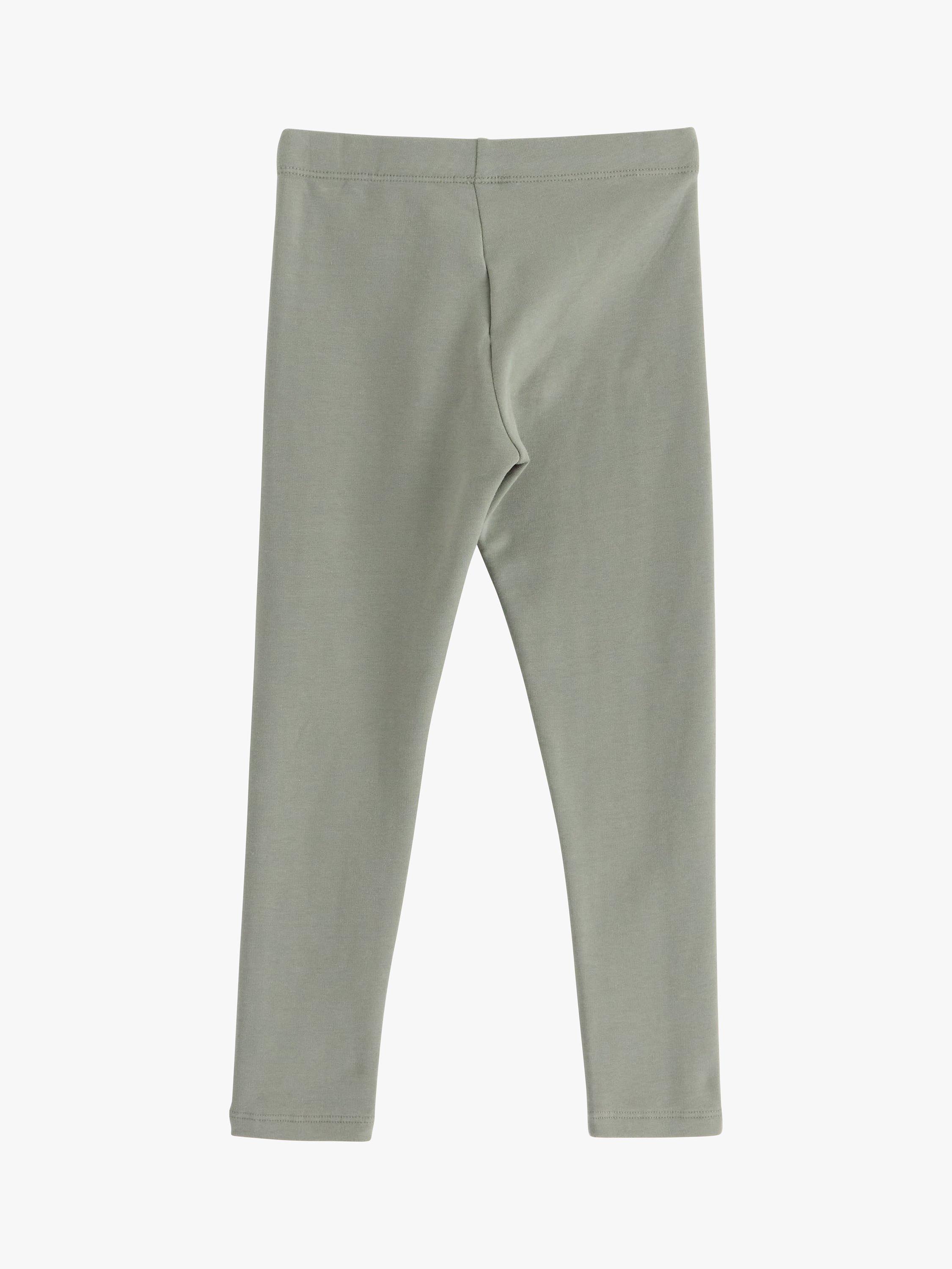 Product image 5 of 5, which shows Lindex Kids' Basic Brushed Organic Cotton Blend Leggings, Dusty Green, 18-24 months
