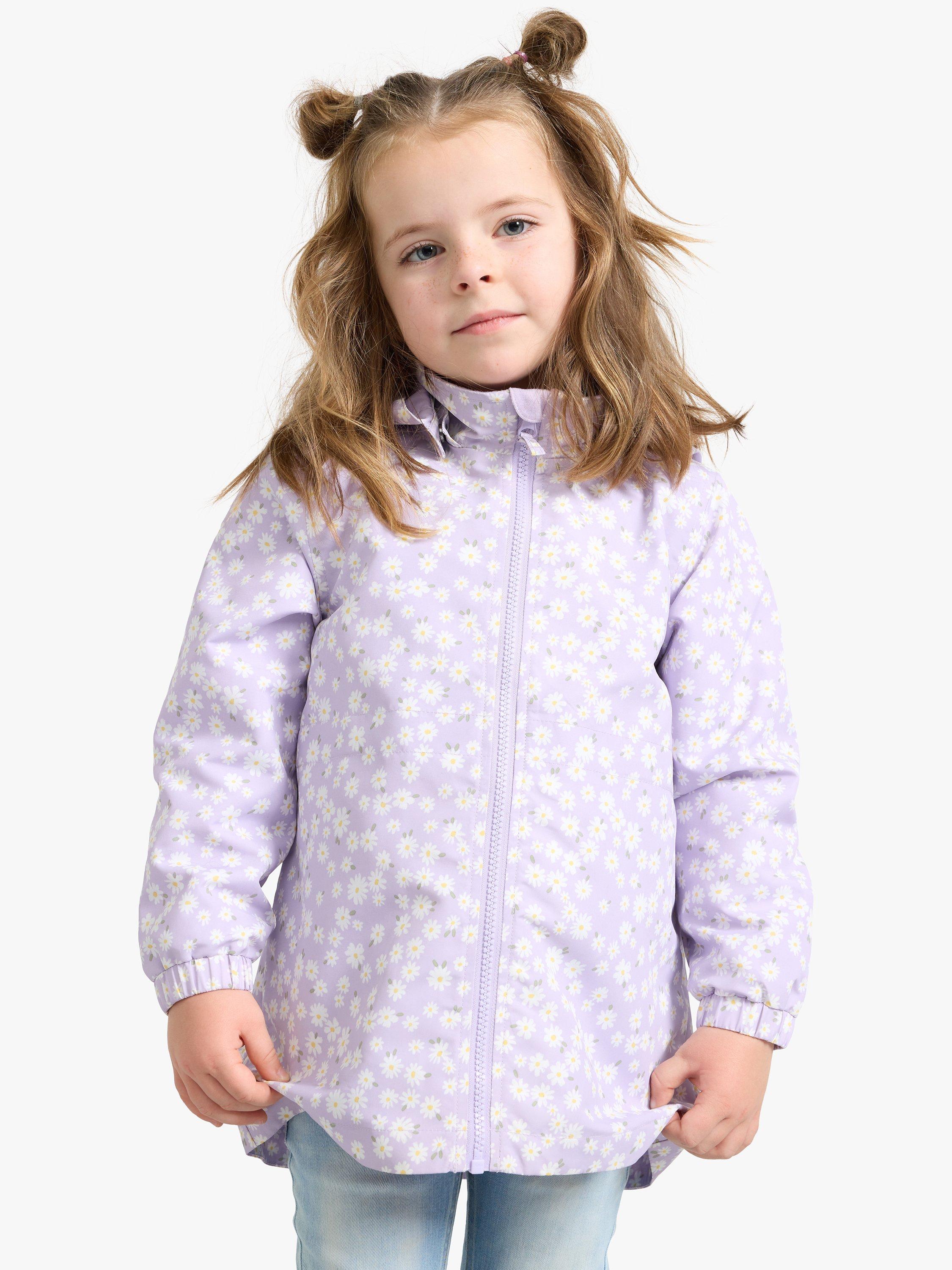 Product image 1 of 7, which shows Lindex Kids' Water Repellent Floral Print Jacket, Light Lilac, 18-24 months