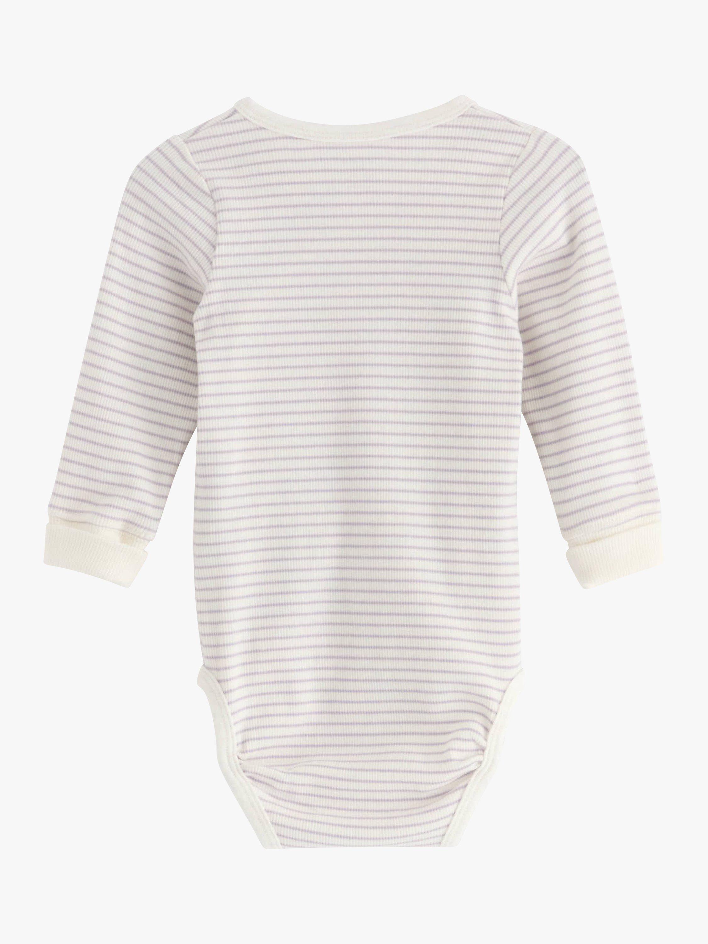 Product image 2 of 2, which shows Lindex Baby Organic Cotton Blend Stripe Wrap Bodysuit, Light Dusty Lilac, 10-12 months
