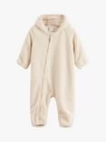 Lindex Baby Fleece Hooded All-in-One, Light Beige