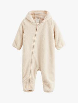 Lindex Baby Fleece Hooded All-in-One, Light Beige, Light Beige