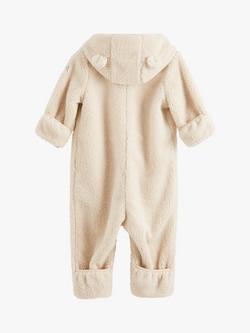 Lindex Baby Fleece Hooded All-in-One, Light Beige - view 2, Light Beige