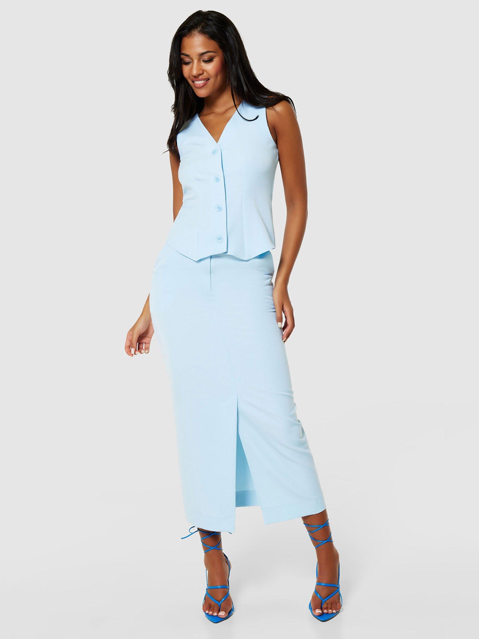 Closet London Pencil Midi Skirt, Sky Blue