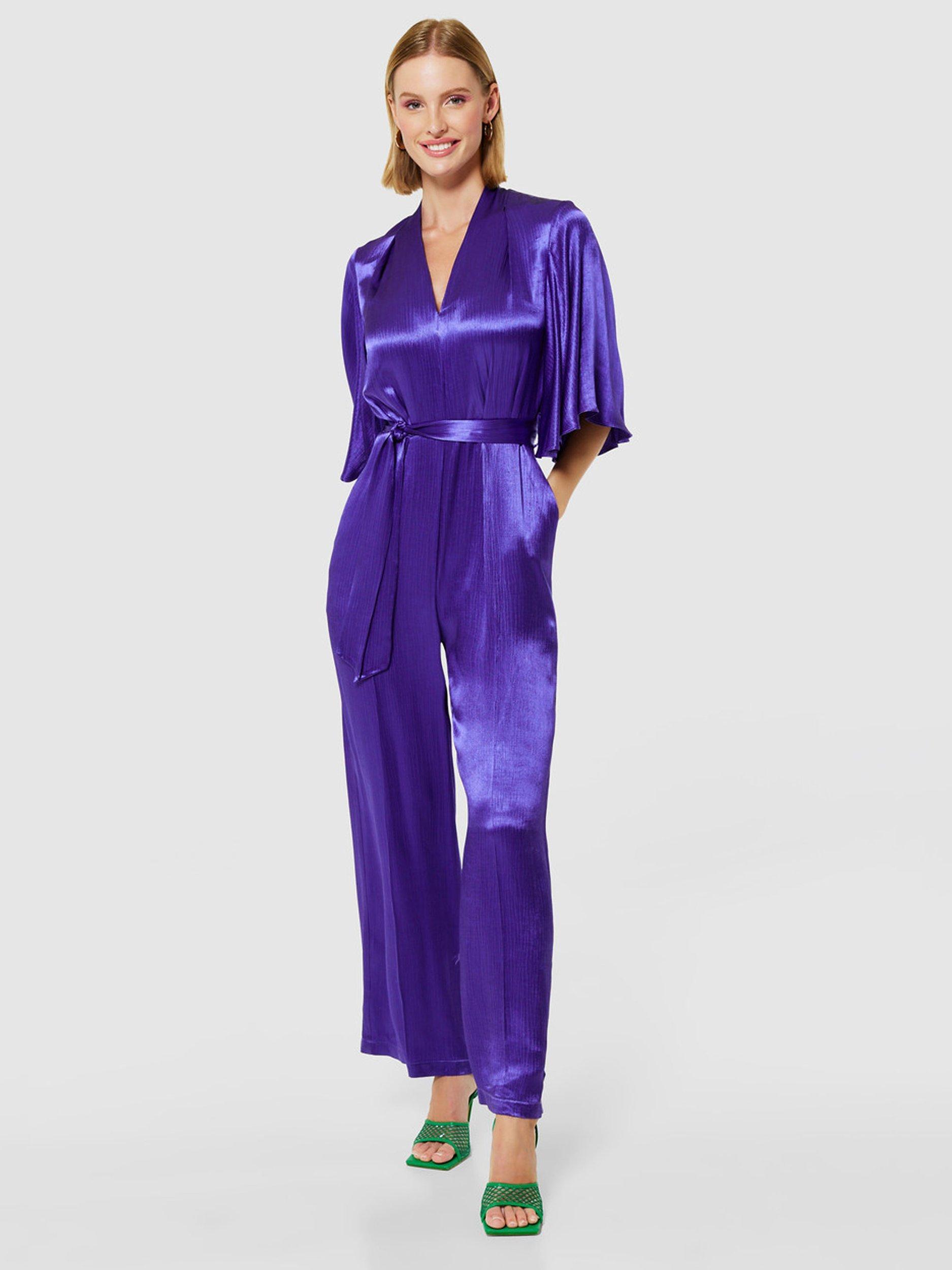 Closet London Satin Wide Leg Jumpsuit, Purple