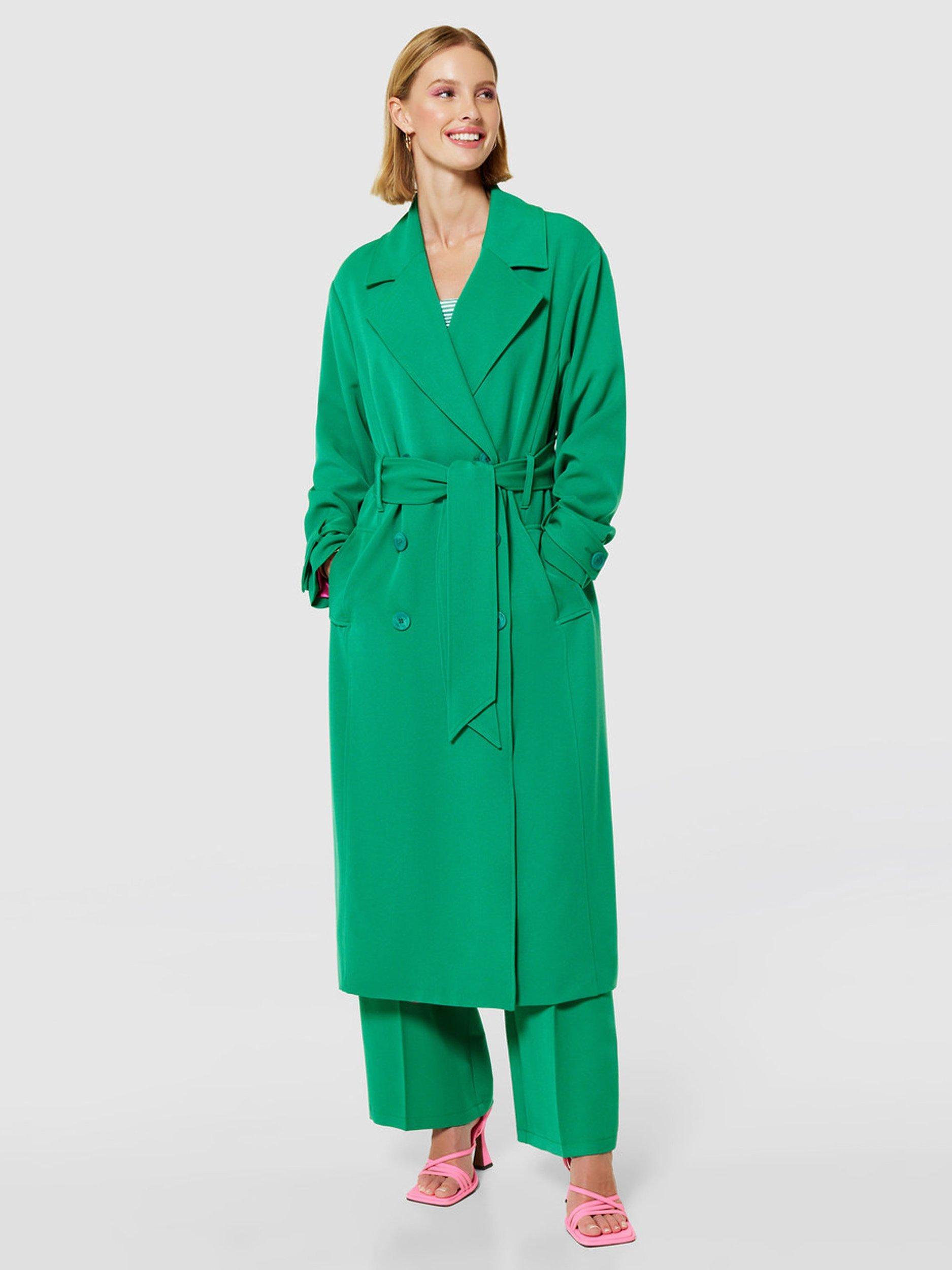 Product image 2 of 4, which shows Closet London Long Trench Coat, Green, 8