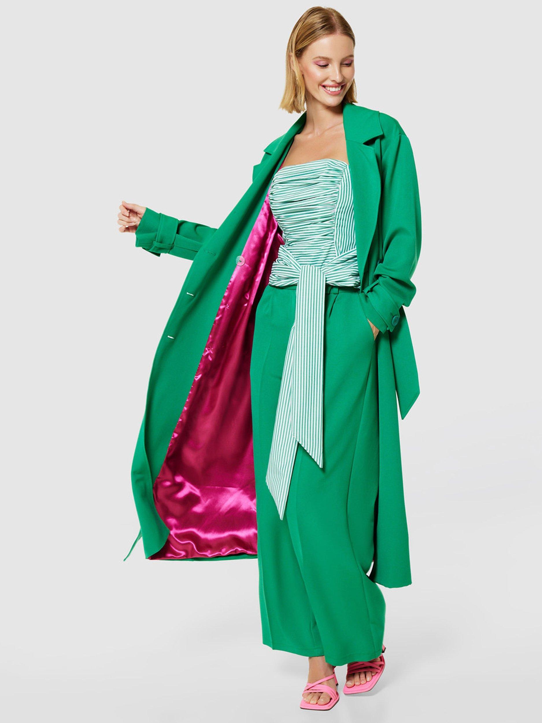 Product image 3 of 4, which shows Closet London Long Trench Coat, Green, 8