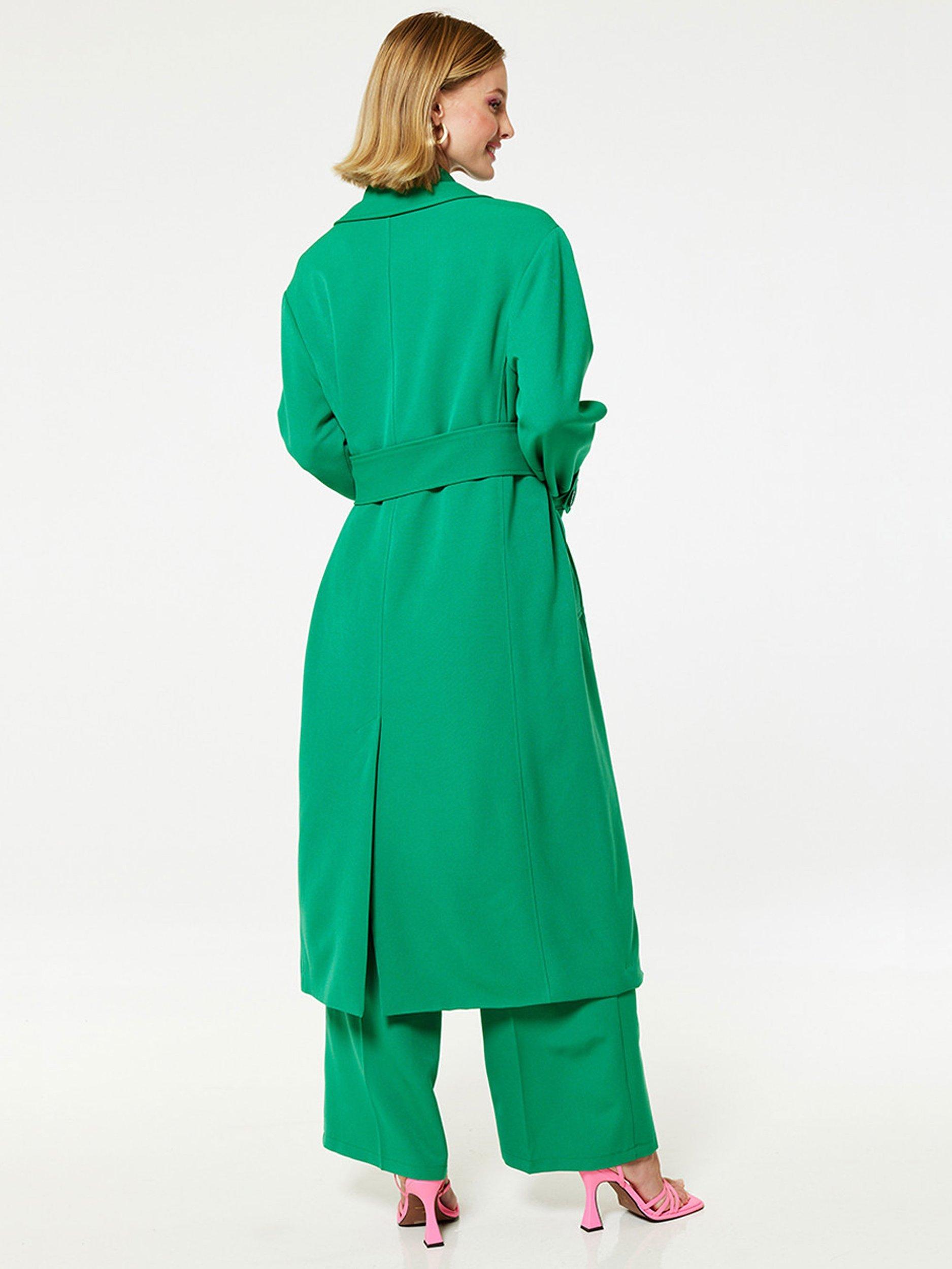 Product image 4 of 4, which shows Closet London Long Trench Coat, Green, 8
