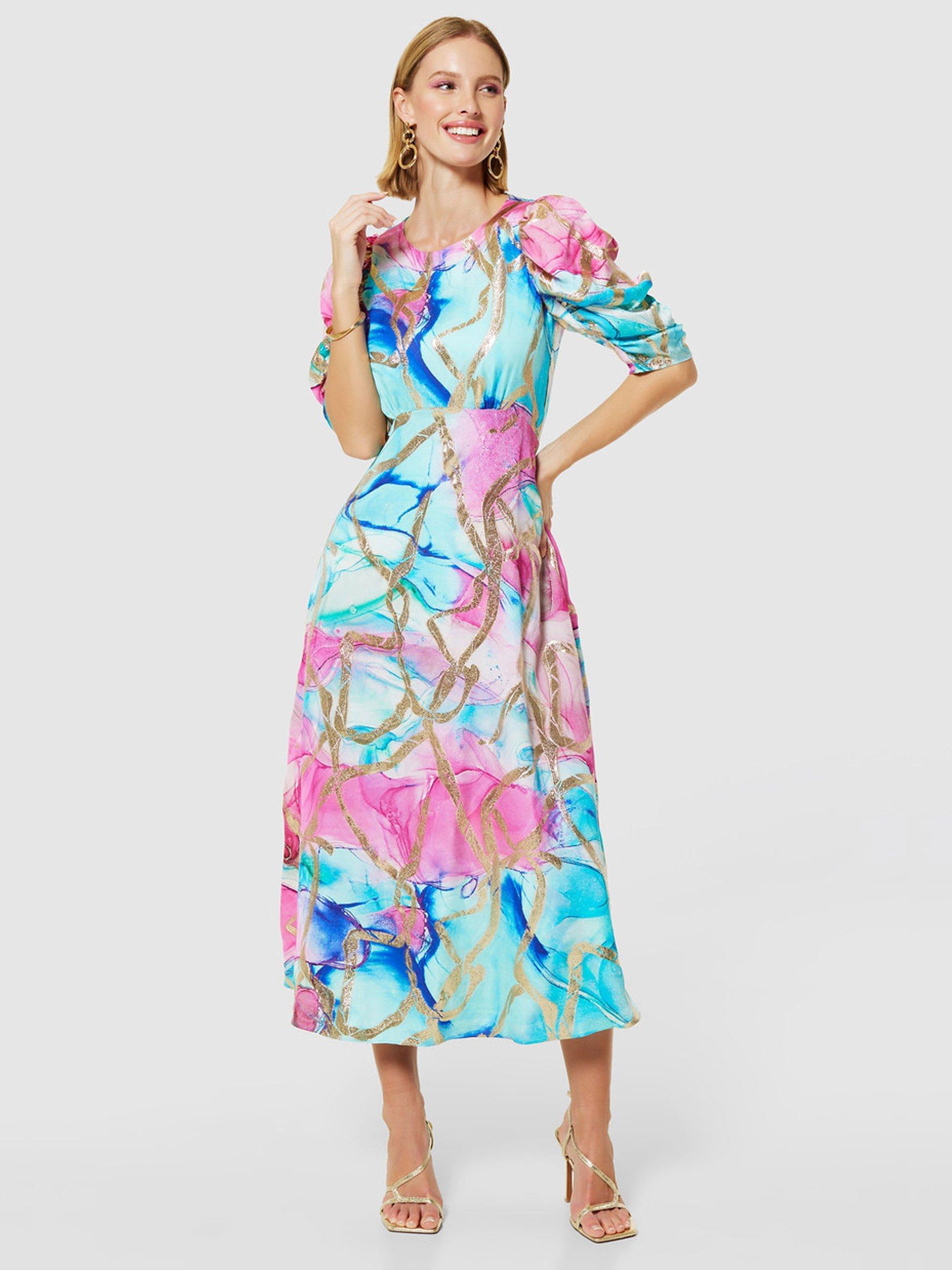 Closet London Jacquard Midi Dress, Aqua