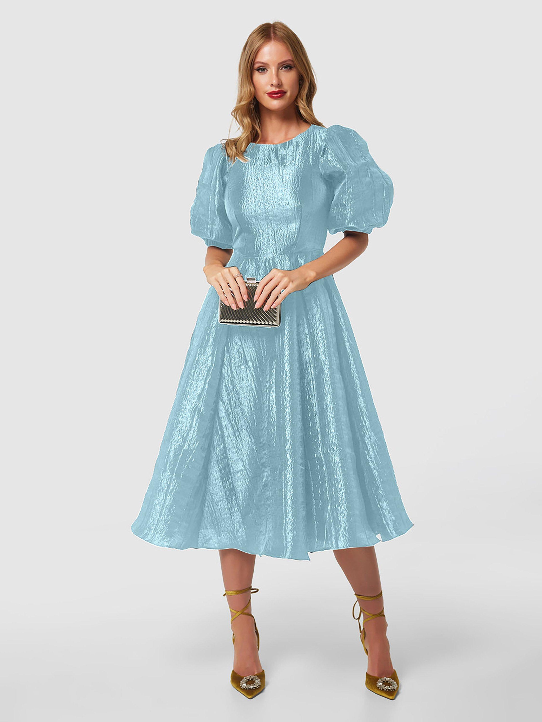 Closet London A Line Panelled Midi Dress Sky Blue