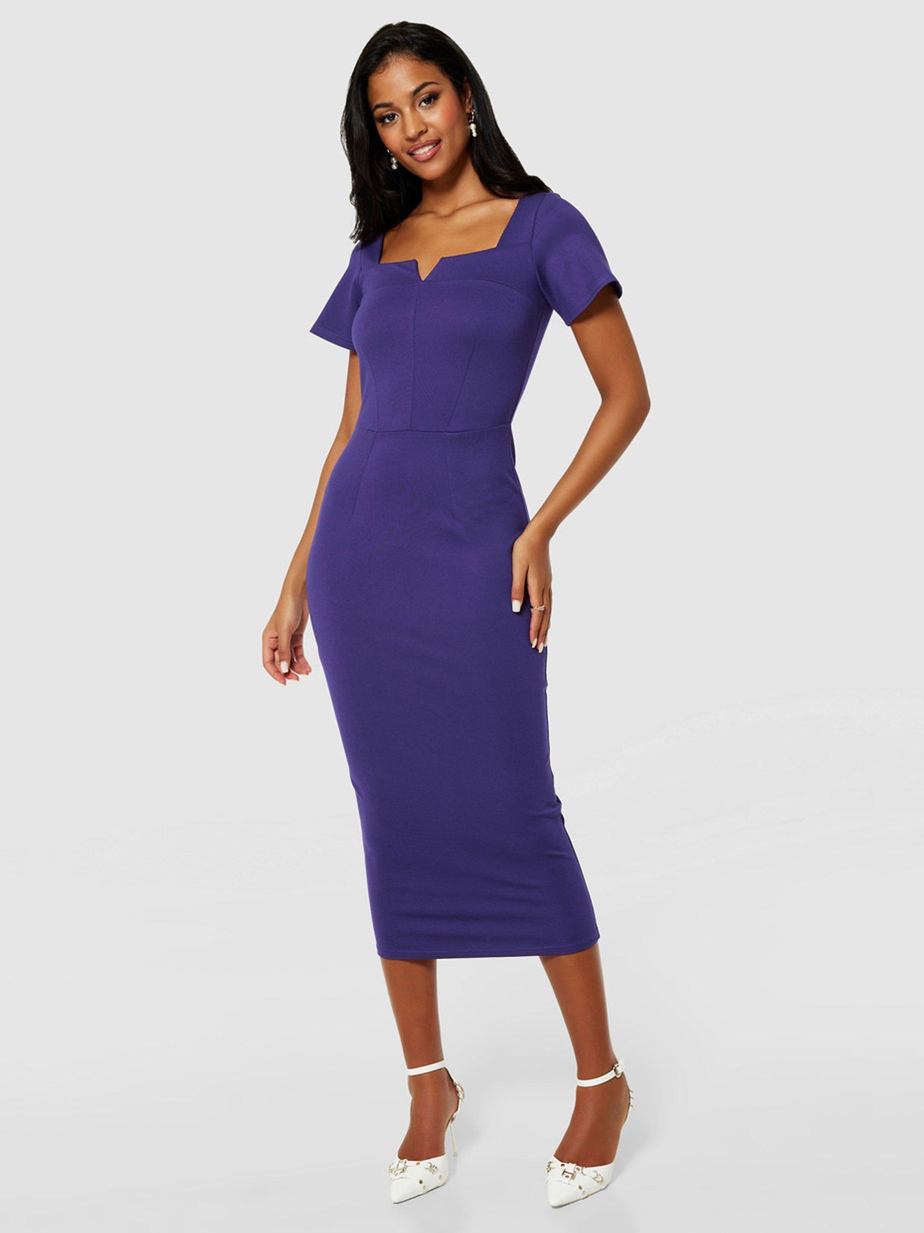 Closet London Bodycon Midi Dress Purple