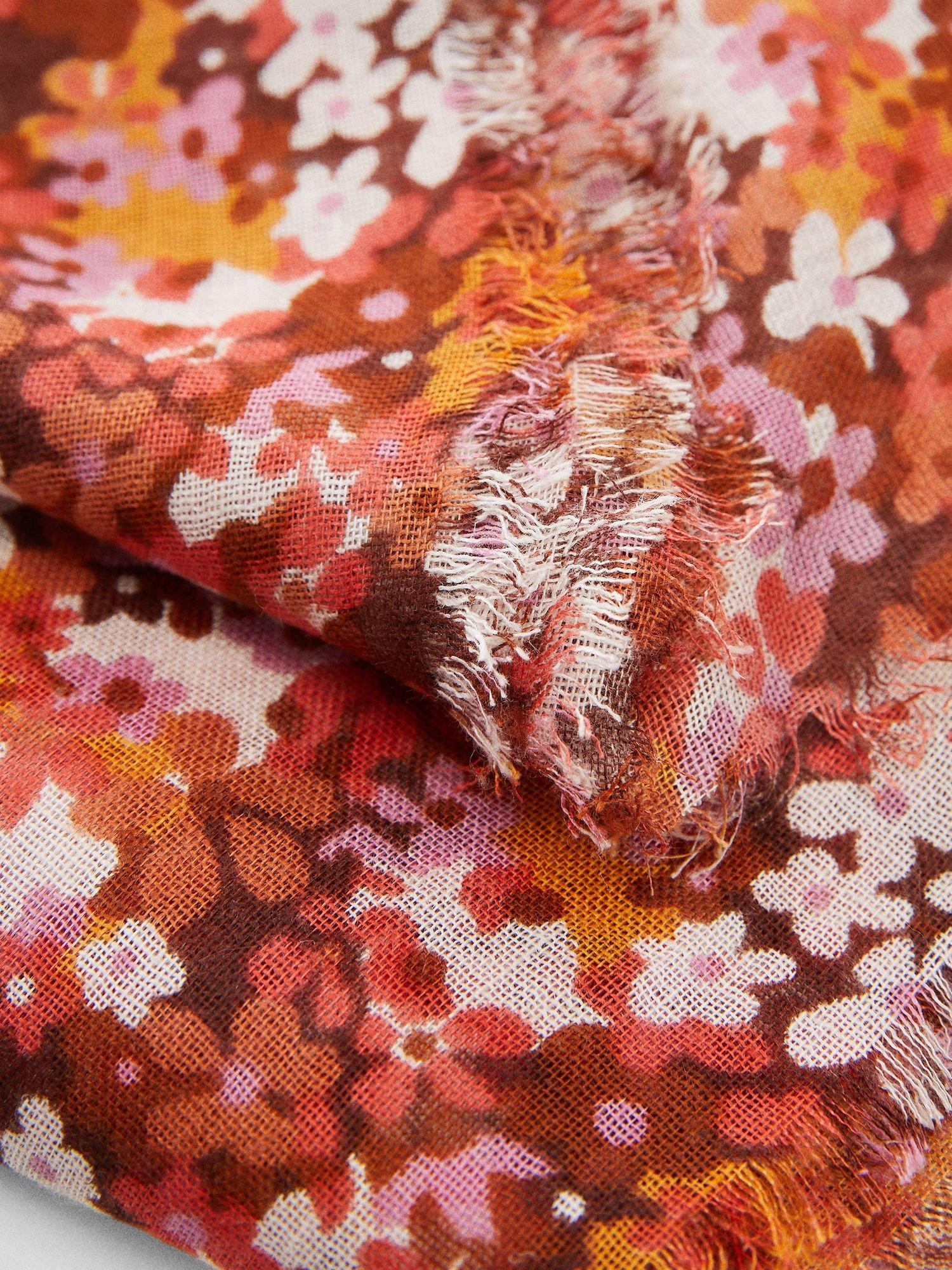 Mango Florence Floral Print Scarf, Pink