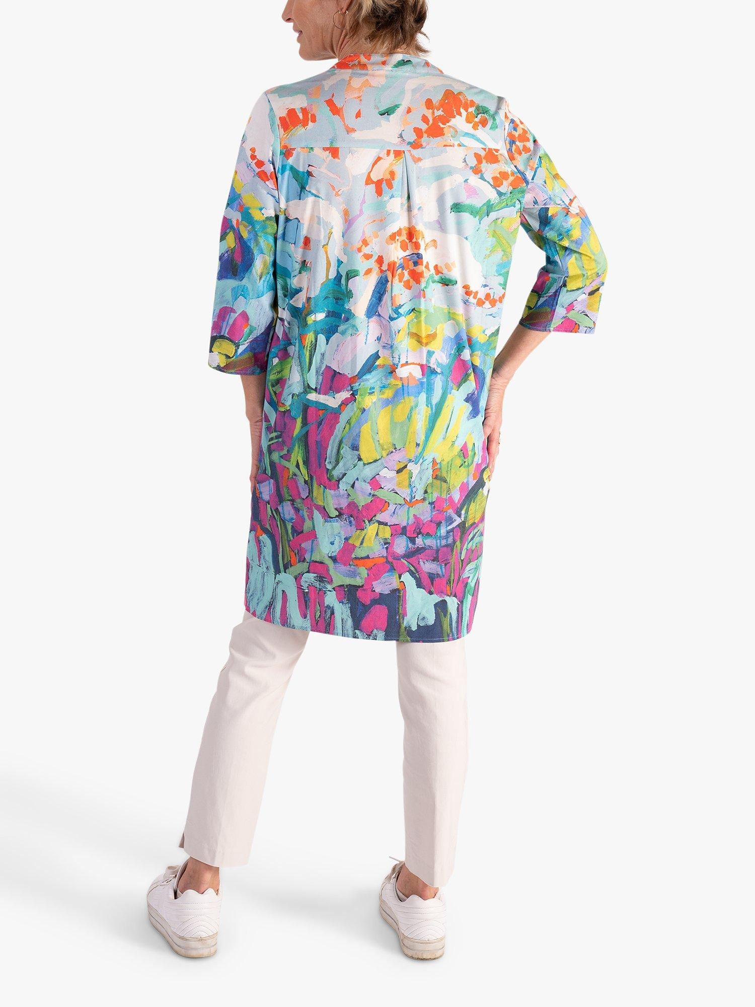 Product image 2 of 5, which shows chesca Abstract Flower Garden Print Dress, Blue/Multi, 12-14