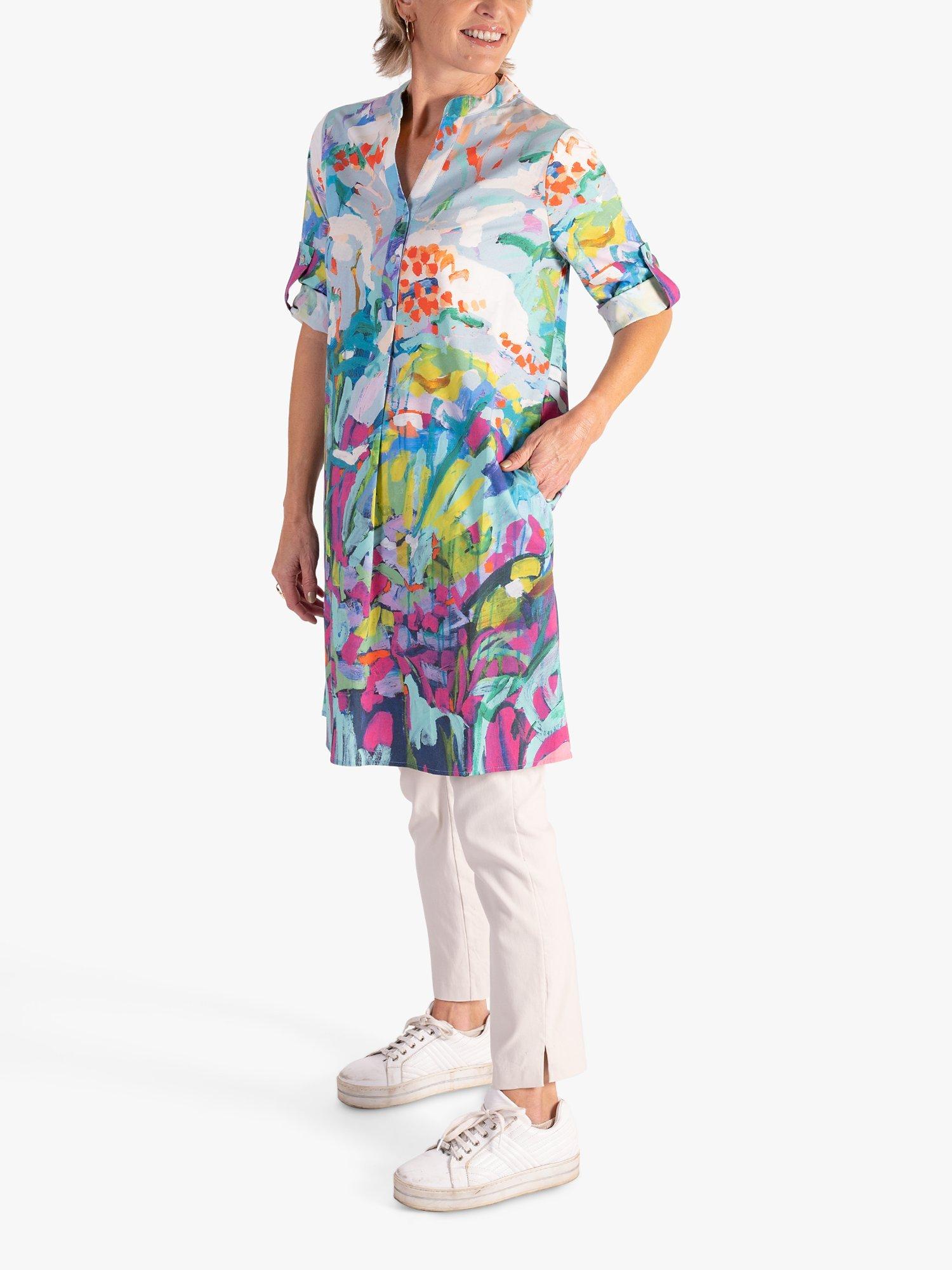 Product image 4 of 5, which shows chesca Abstract Flower Garden Print Dress, Blue/Multi, 12-14