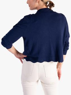 chesca Scalloped Edge Cardigan - view 2, Navy