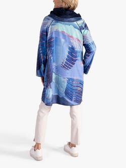 chesca Abstract Butterfly Print Reversible Raincoat, Blue/Multi - view 2, Blue/Multi