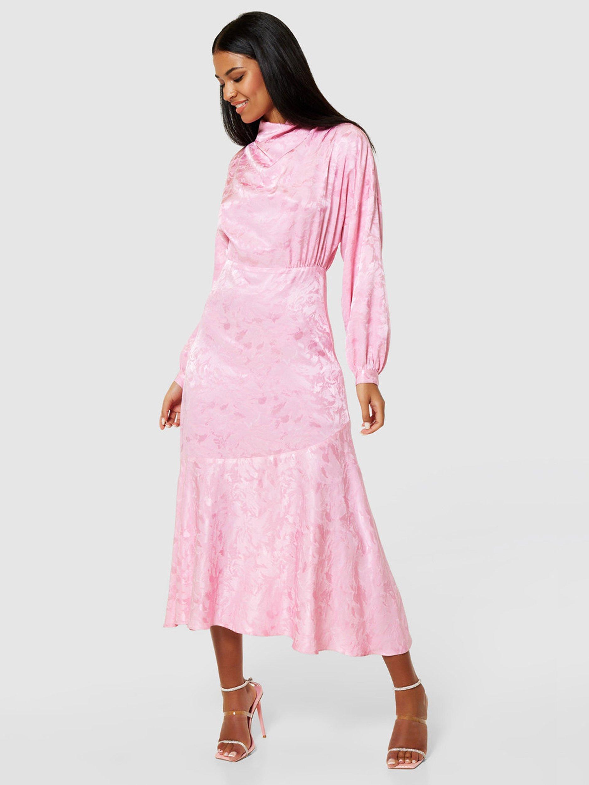 Closet London A-Line Jacquard Print Midi Dress, Pink
