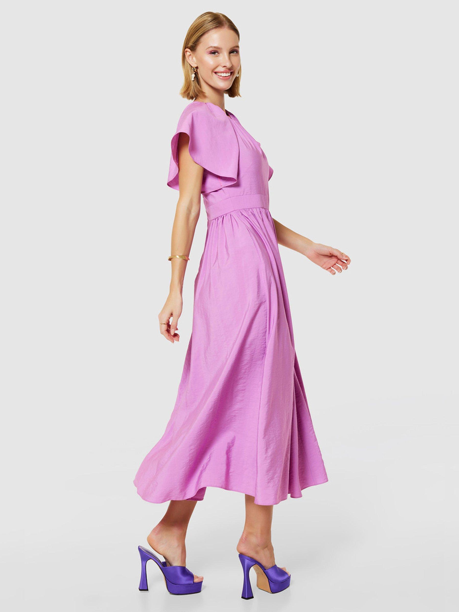 Closet London Gathered A-Line Dress, Violet, 8