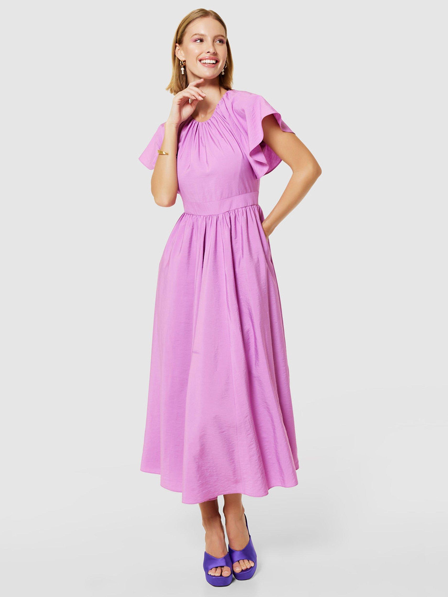 Closet London Gathered A-Line Dress, Violet, 8