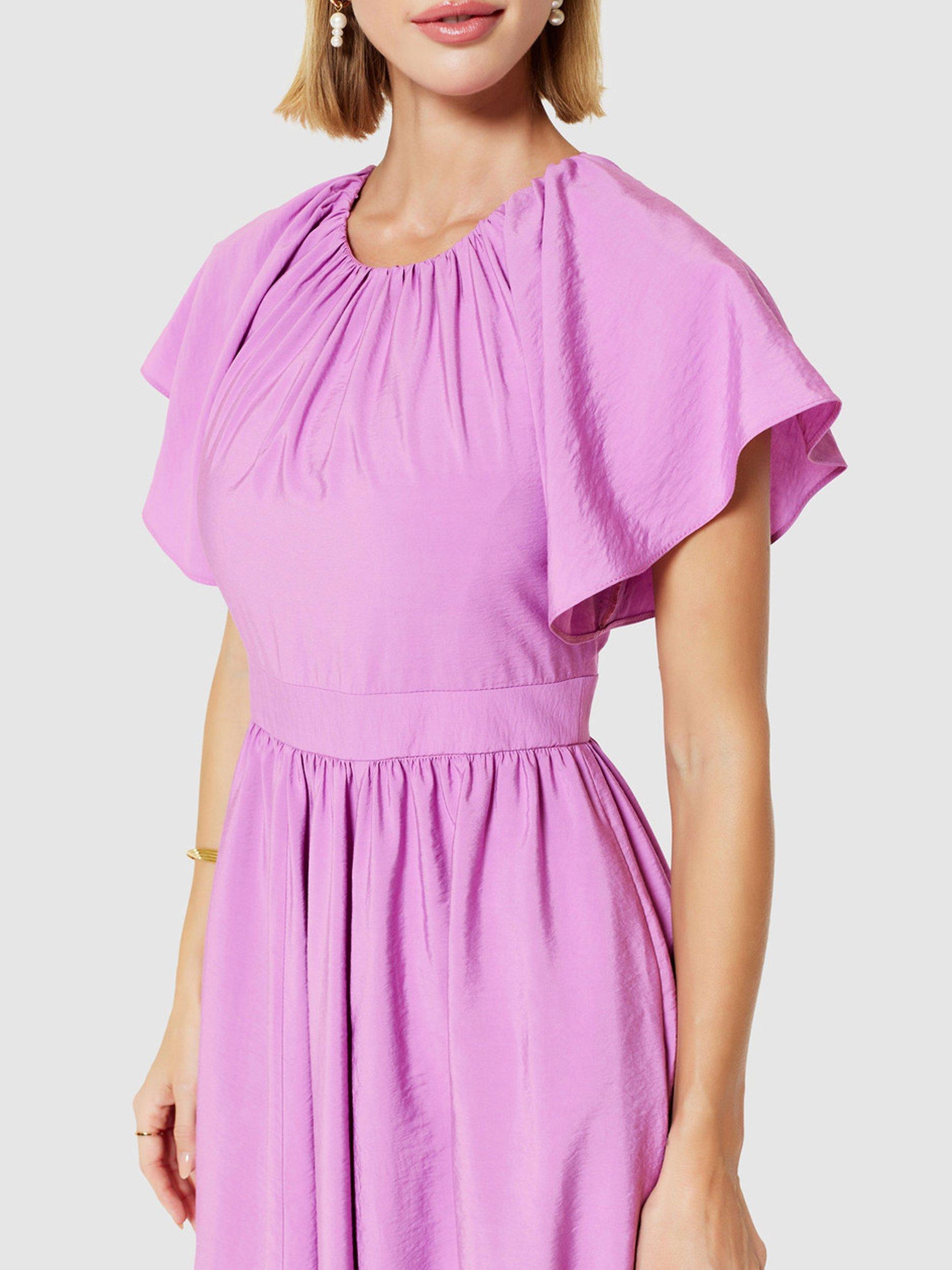 Closet London Gathered A-Line Dress, Violet, 8