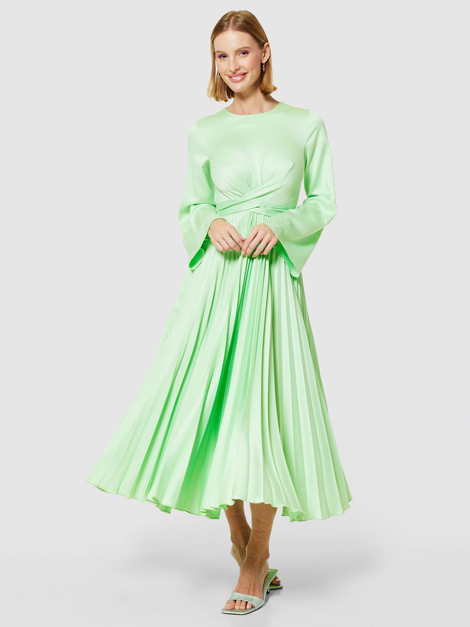Closet London Tie Waist Pleated Maxi Dress, Mint