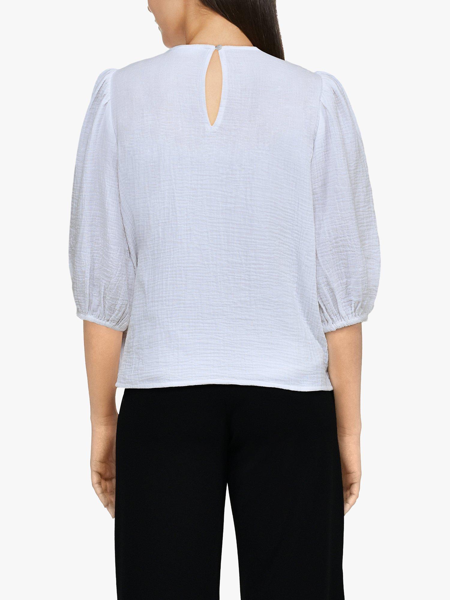 Sisters Point Ilta Soft Puff Sleeve Blouse, White, XS