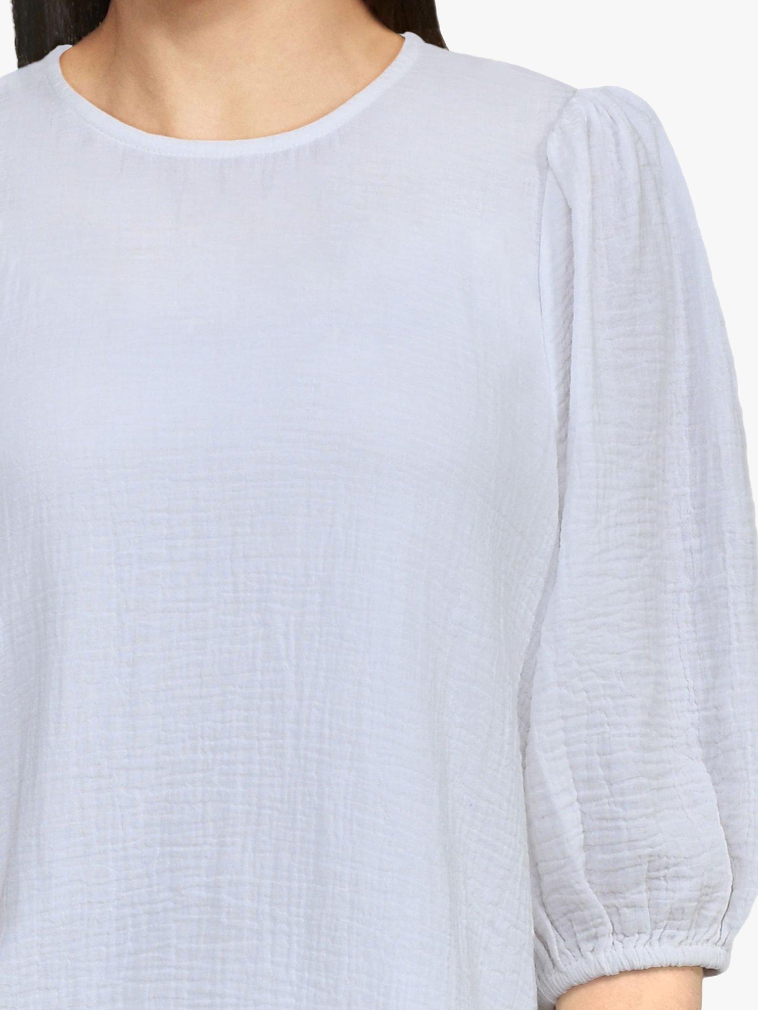 Sisters Point Ilta Soft Puff Sleeve Blouse, White, XS