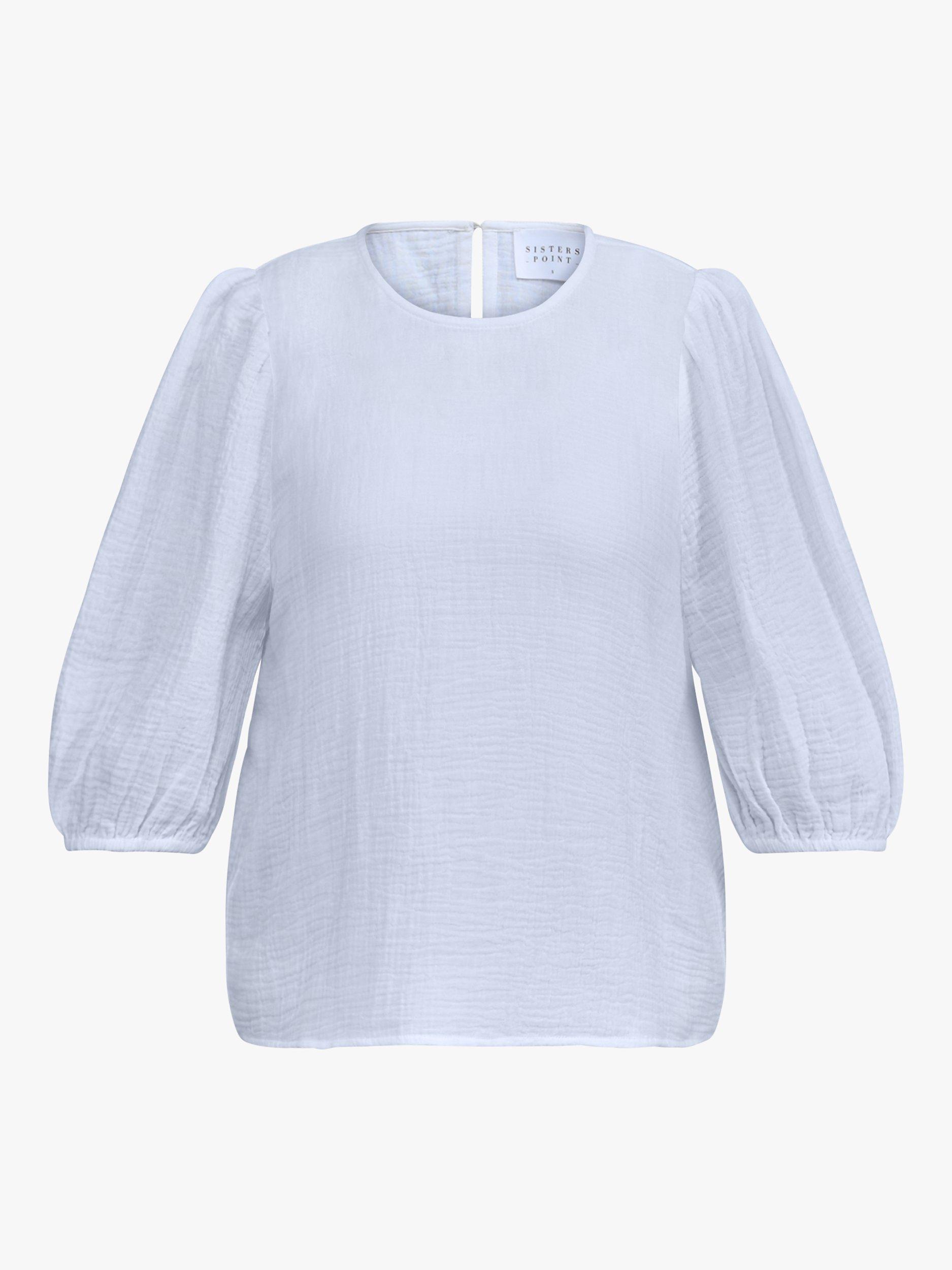 Sisters Point Ilta Soft Puff Sleeve Blouse, White, XS