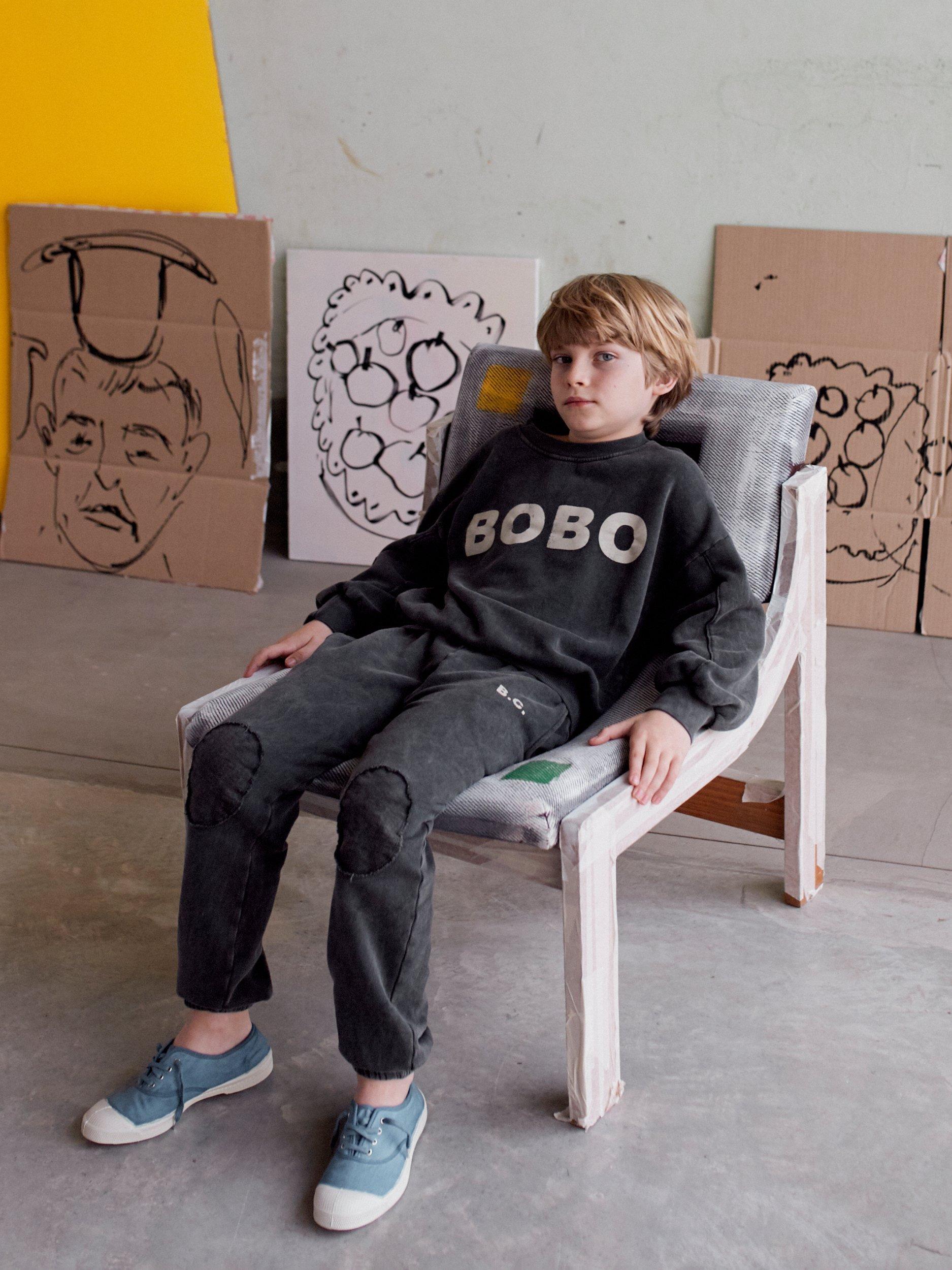 Product image 4 of 8, which shows Bobo Choses Kids' Organic Cotton Blend Logo Graphic Sweatshirt, Dark Grey, 2-3 years