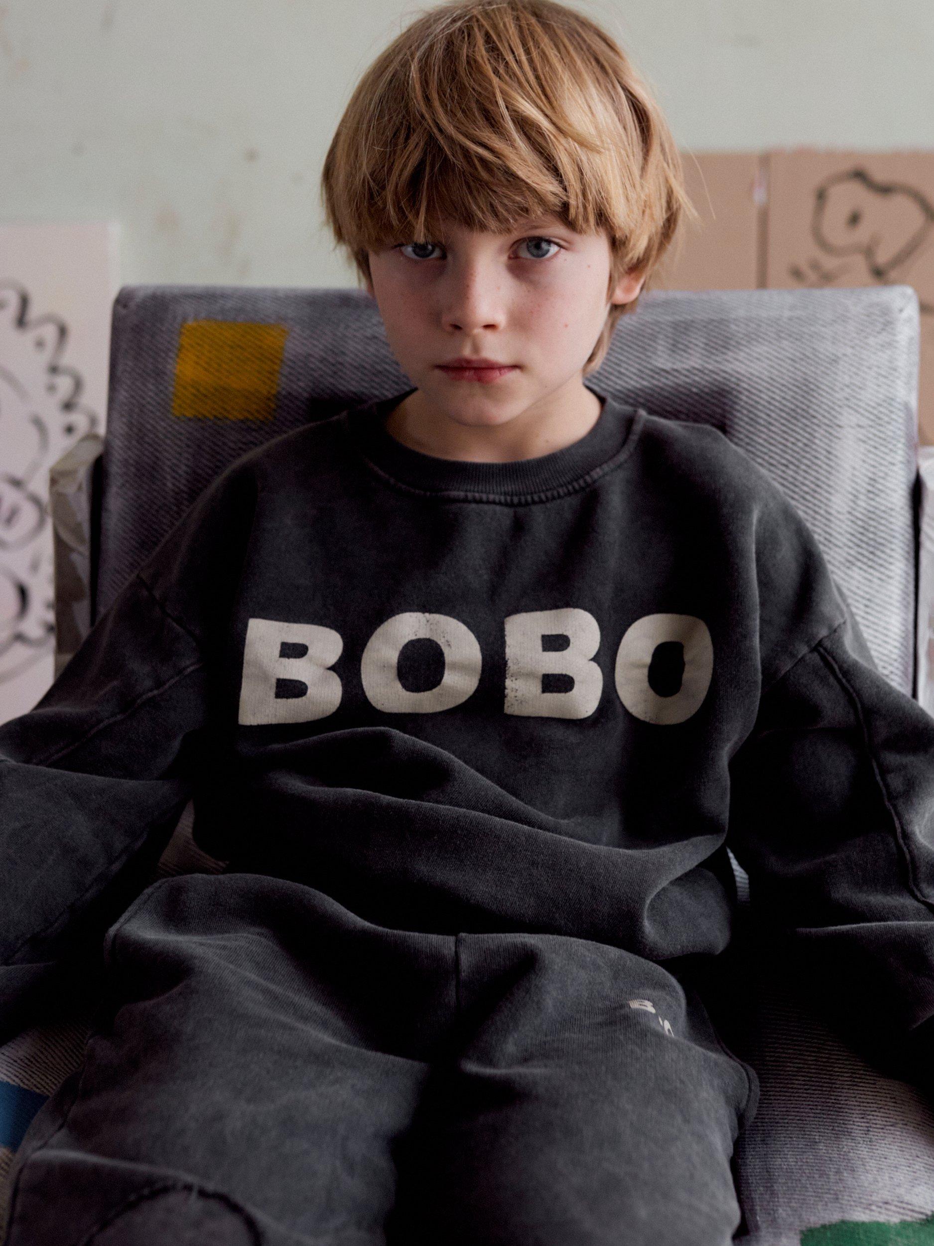 Product image 6 of 8, which shows Bobo Choses Kids' Organic Cotton Blend Logo Graphic Sweatshirt, Dark Grey, 2-3 years
