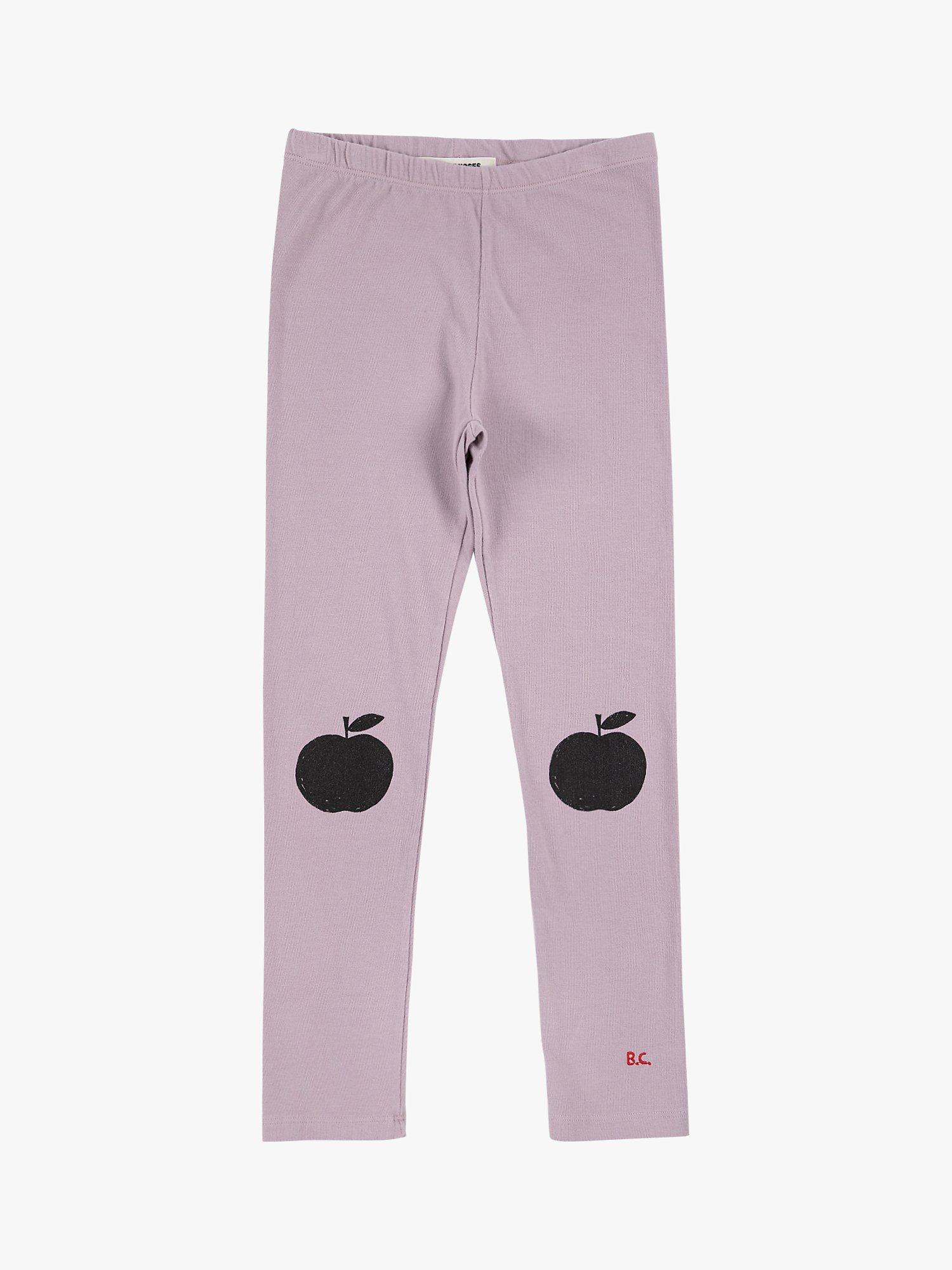 Product image 1 of 2, which shows Bobo Choses Kids' Organic Cotton Blend Poma Apple Patch Leggings, Purple, 2-3 years