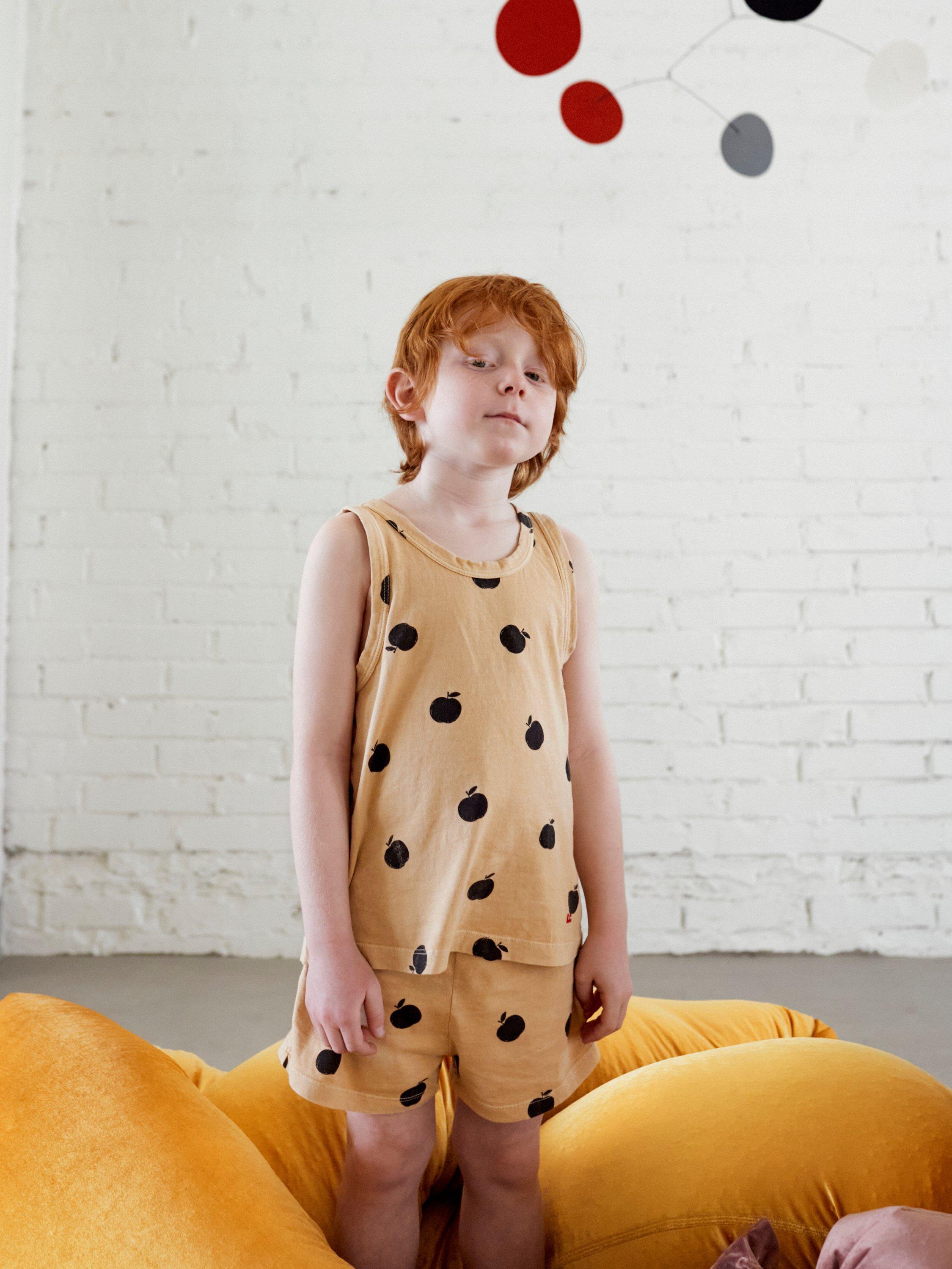 Bobo Choses Kids' Organic Cotton Blend Apple Print Vest Top, Natural, 4-5 years