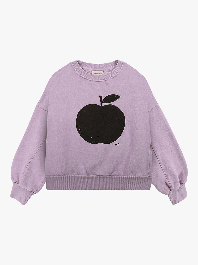 Product image 1 of 3, which shows Bobo Choses Kids' Organic Cotton Blend Poma Apple Sweatshirt, Purple, 2-3 years