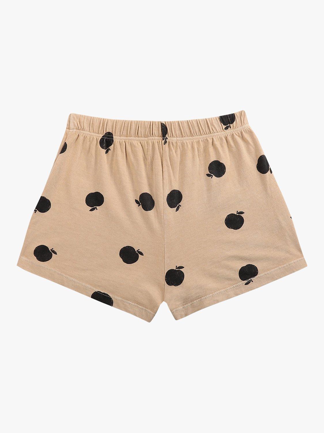 Product image 2 of 8, which shows Bobo Choses Kids' Organic Cotton Blend Apple Print Jersey Shorts, Natural, 6-7 years