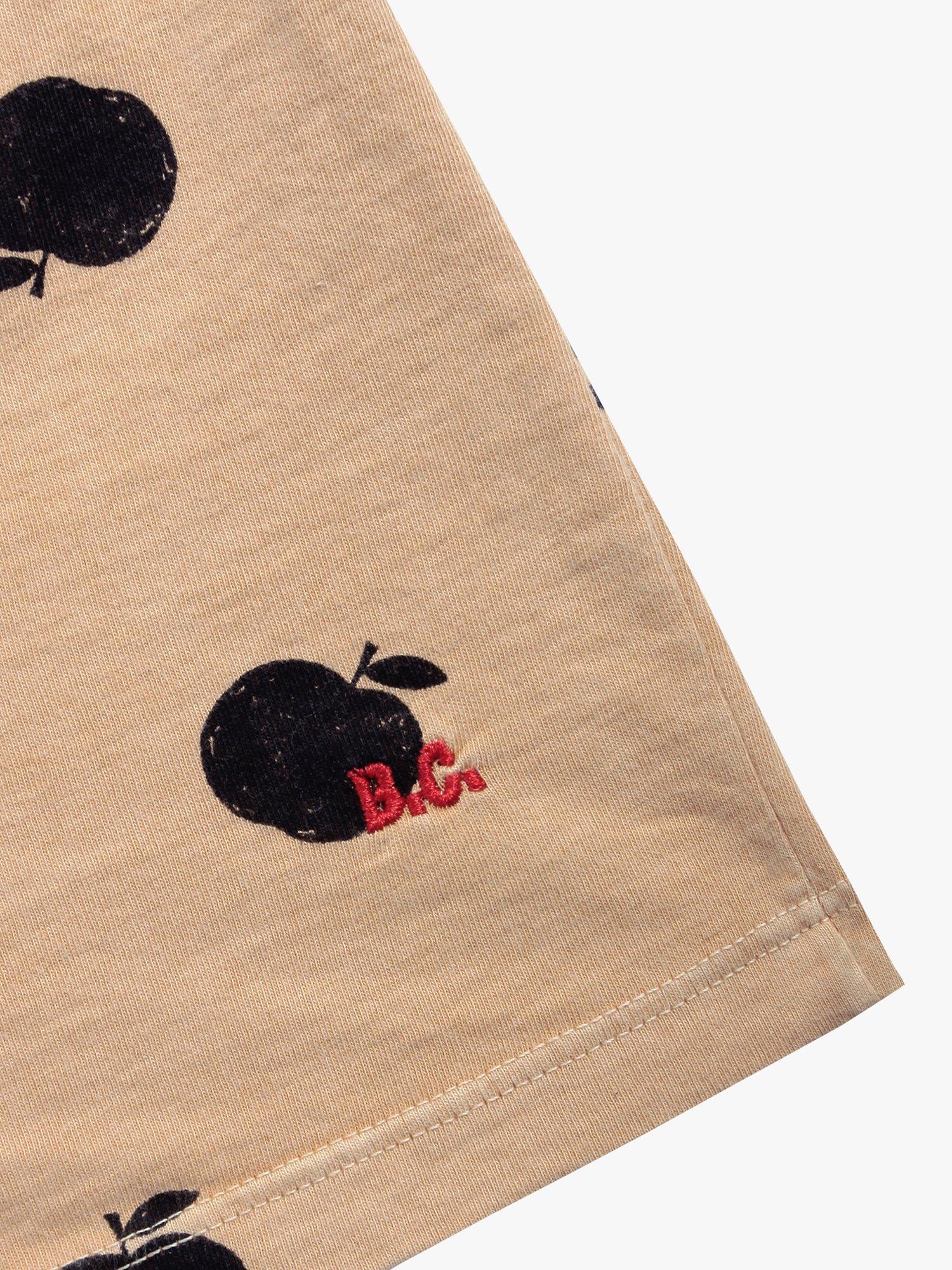 Product image 4 of 8, which shows Bobo Choses Kids' Organic Cotton Blend Apple Print Jersey Shorts, Natural, 6-7 years