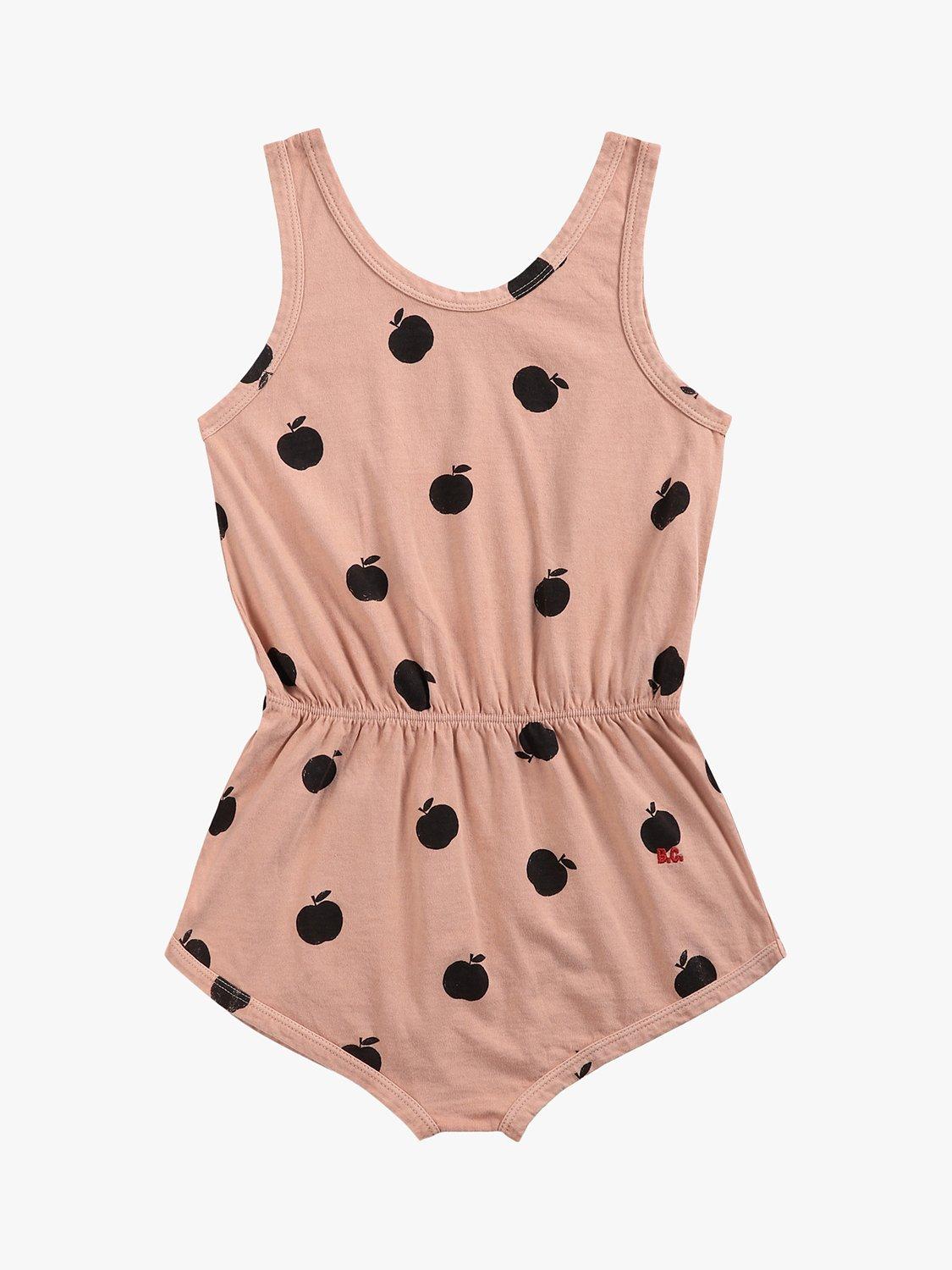 Bobo Choses Kids' Organic Cotton Blend Poma Apple Print Short Playsuit, Pink