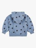 Bobo Choses Kids' Organic Cotton Blend Poma Terry Apple Print Zip Through Hoodie, Blue